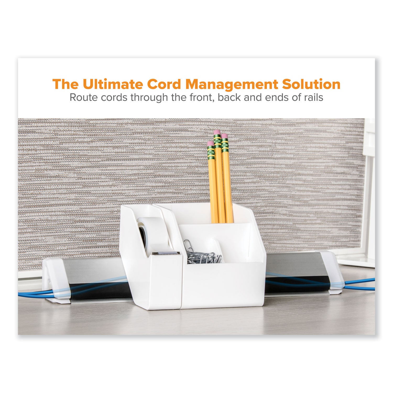 Bostitch® Konnect Desk Organizer and Cable Management Nine-Piece Kit, Plastic, White