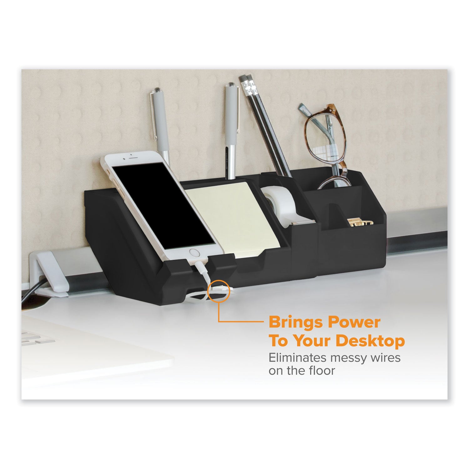 Bostitch® Konnect Desk Organizer and Cable Management 12-Piece Kit, Plastic, Black