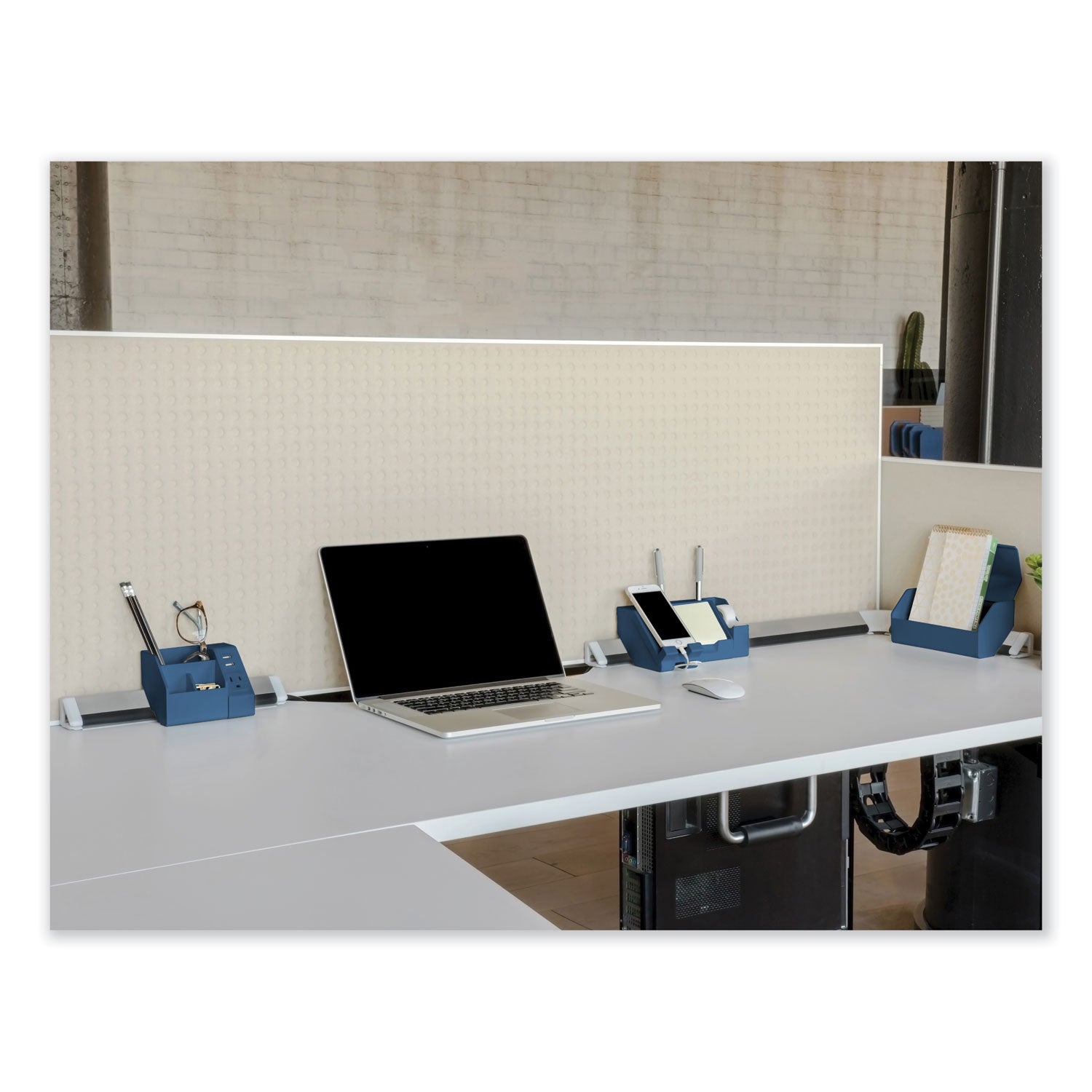 Bostitch® Konnect Desk Organizer and Cable Management 12-Piece Kit, Plastic, Blue