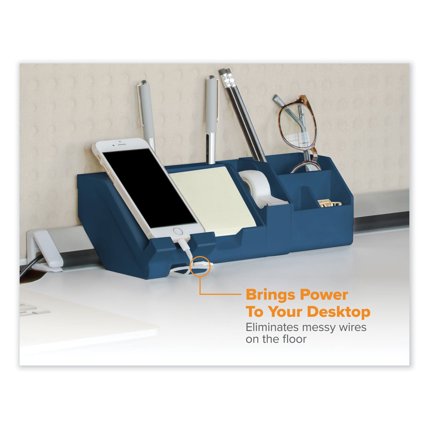 Bostitch® Konnect Desk Organizer and Cable Management 12-Piece Kit, Plastic, Blue