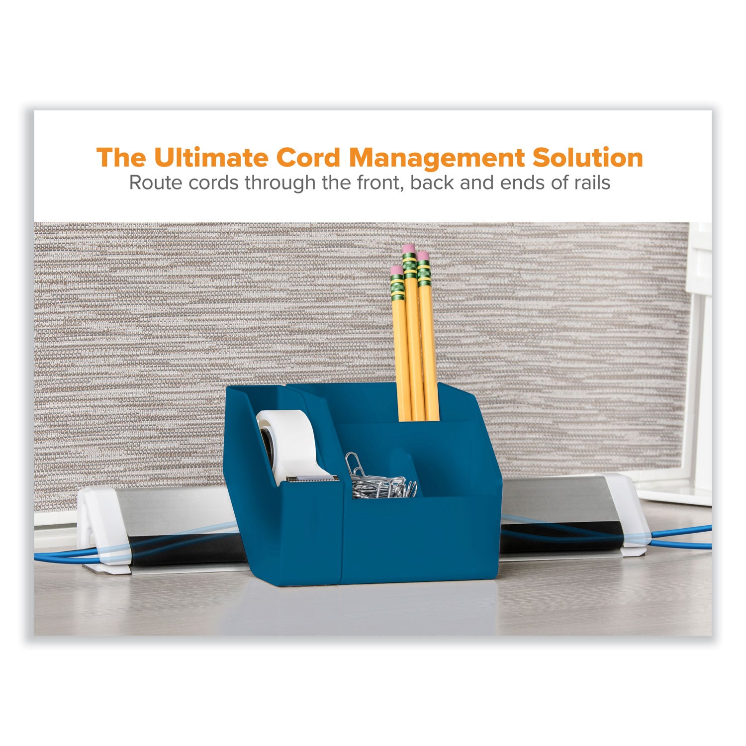 Bostitch® Konnect Desk Organizer and Cable Management 14-Piece Kit, Plastic, Blue