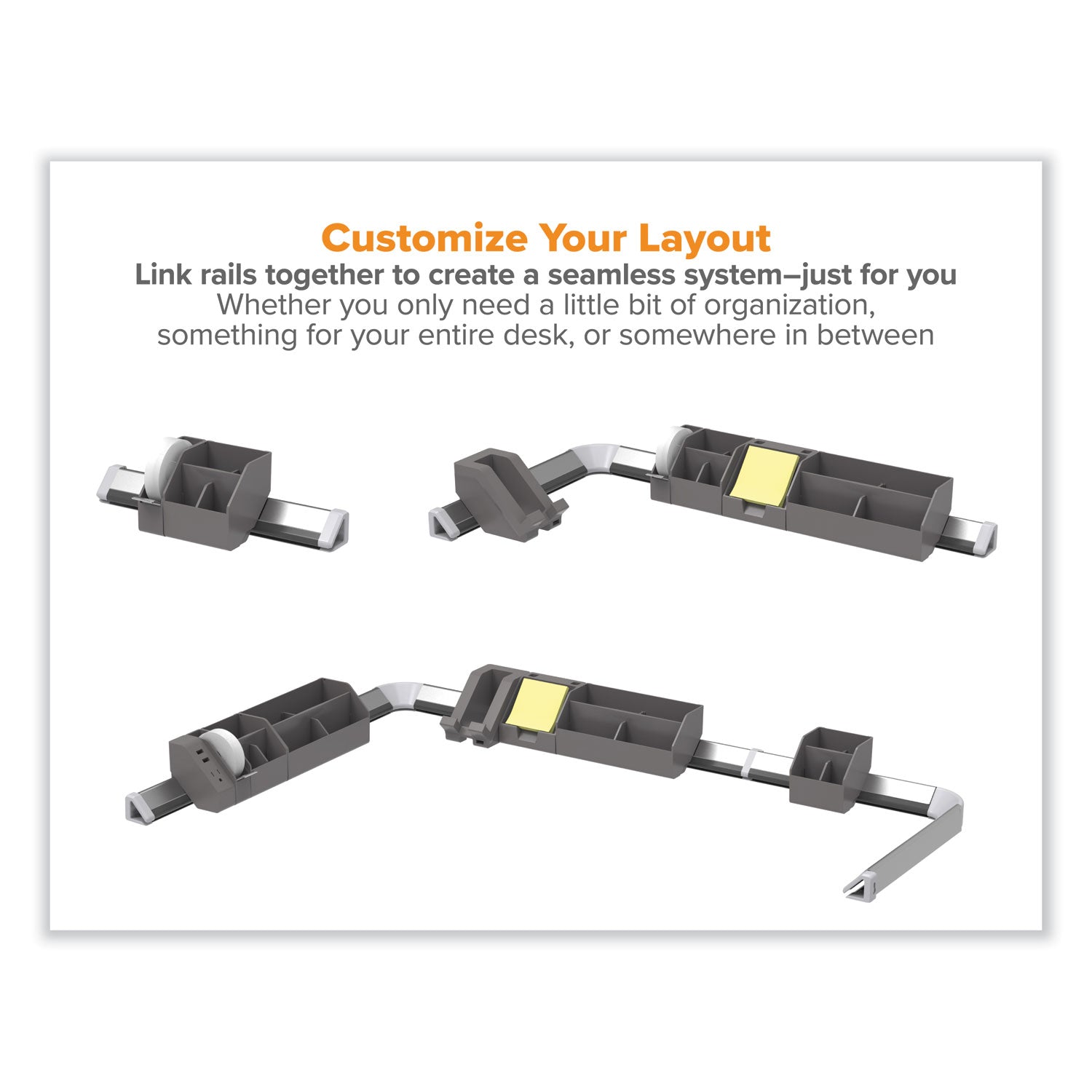 Bostitch® Konnect Desk Organizer and Cable Management 17-Piece Kit, Plastic, Gray