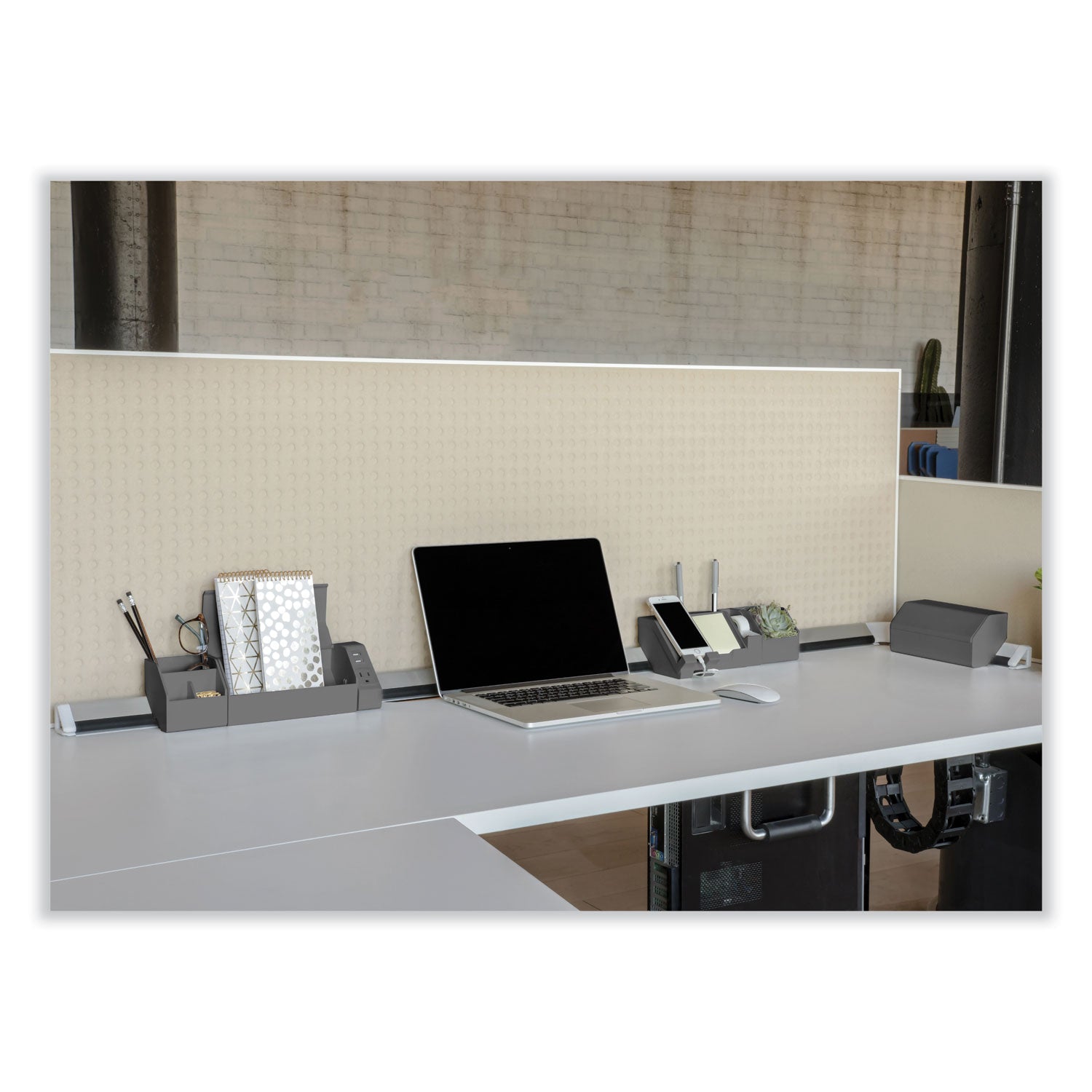 Bostitch® Konnect Desk Organizer and Cable Management 17-Piece Kit, Plastic, Gray