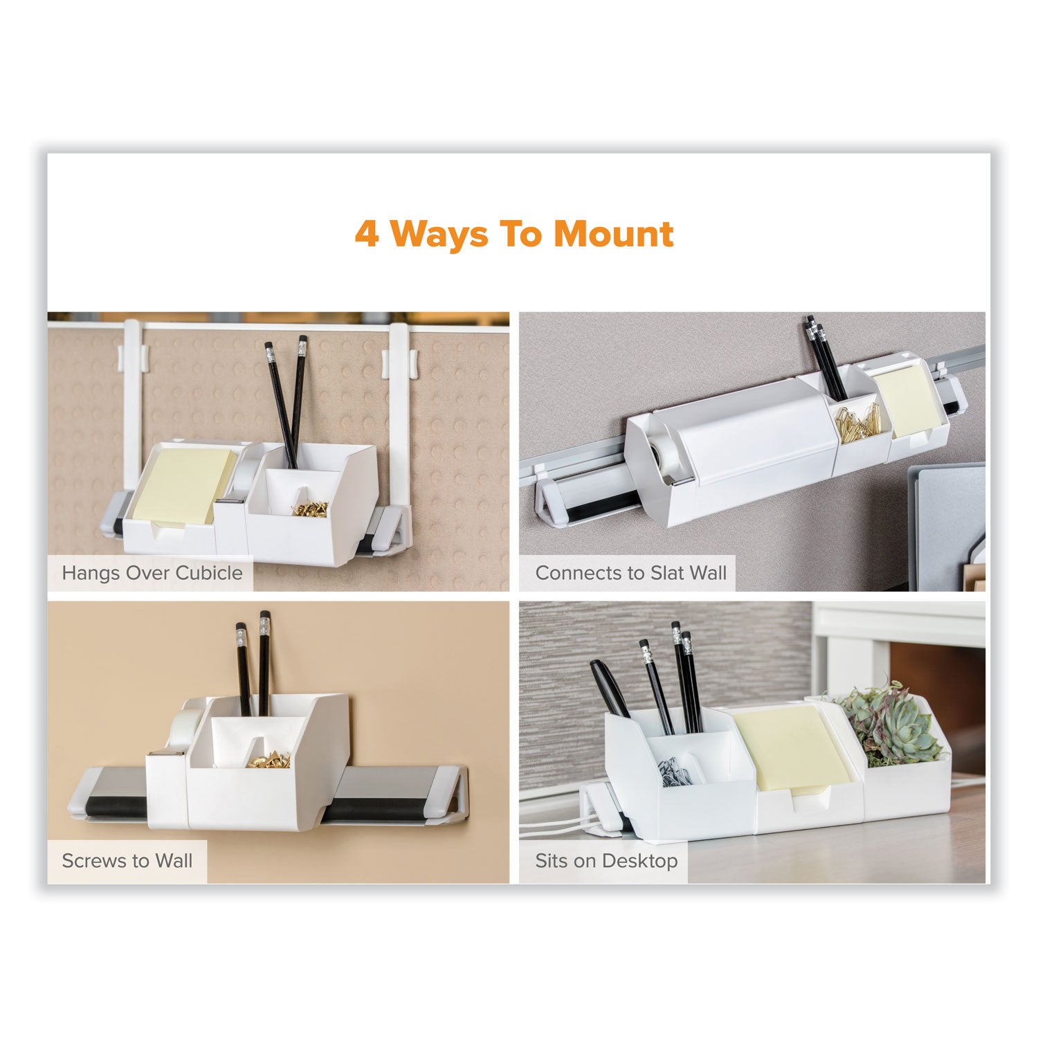 Bostitch® Konnect Desk Organizer and Cable Management 17-Piece Kit, Plastic, White