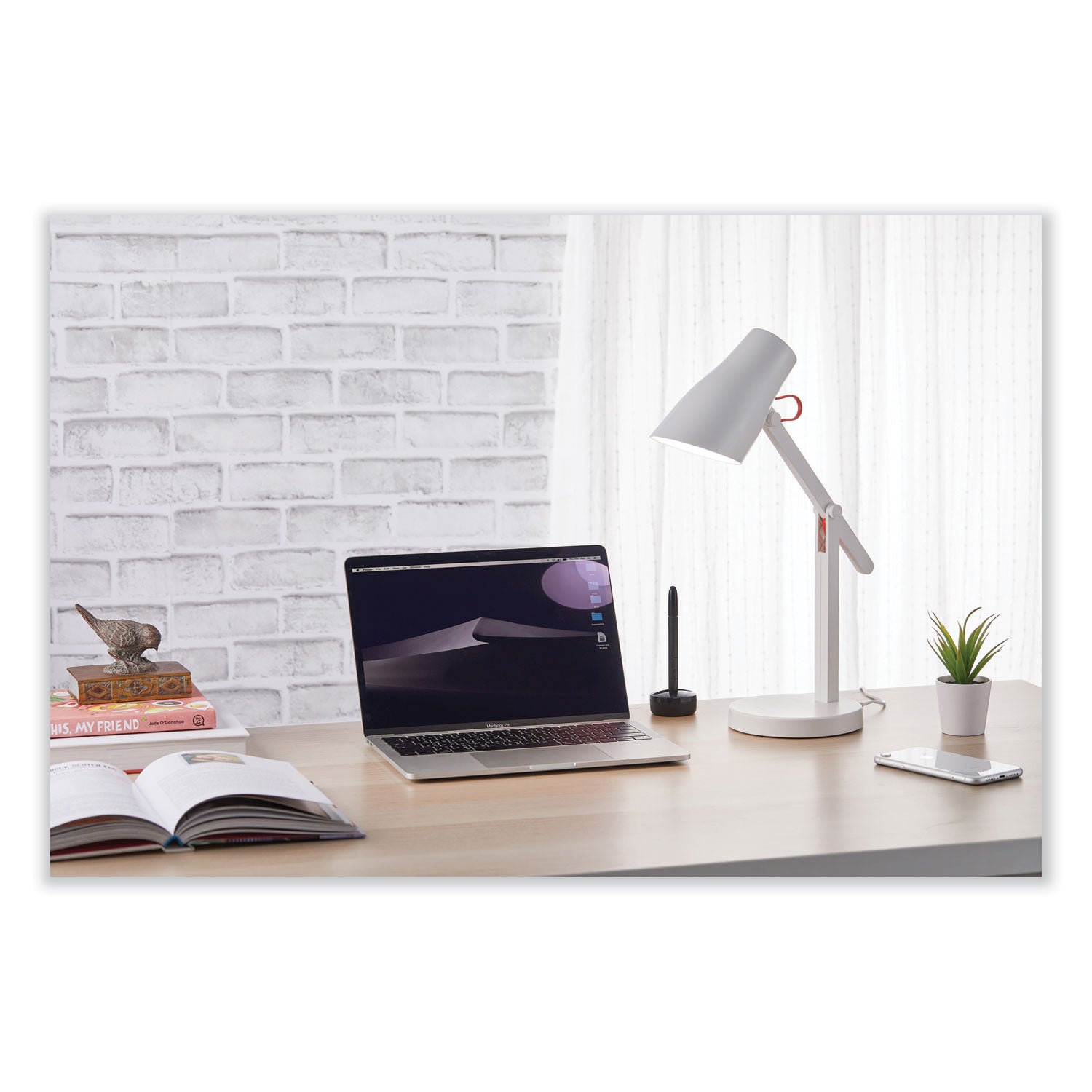 Bostitch® Office LED Desk Lamp with Qi Wireless Charging, 17.5" High, White Base