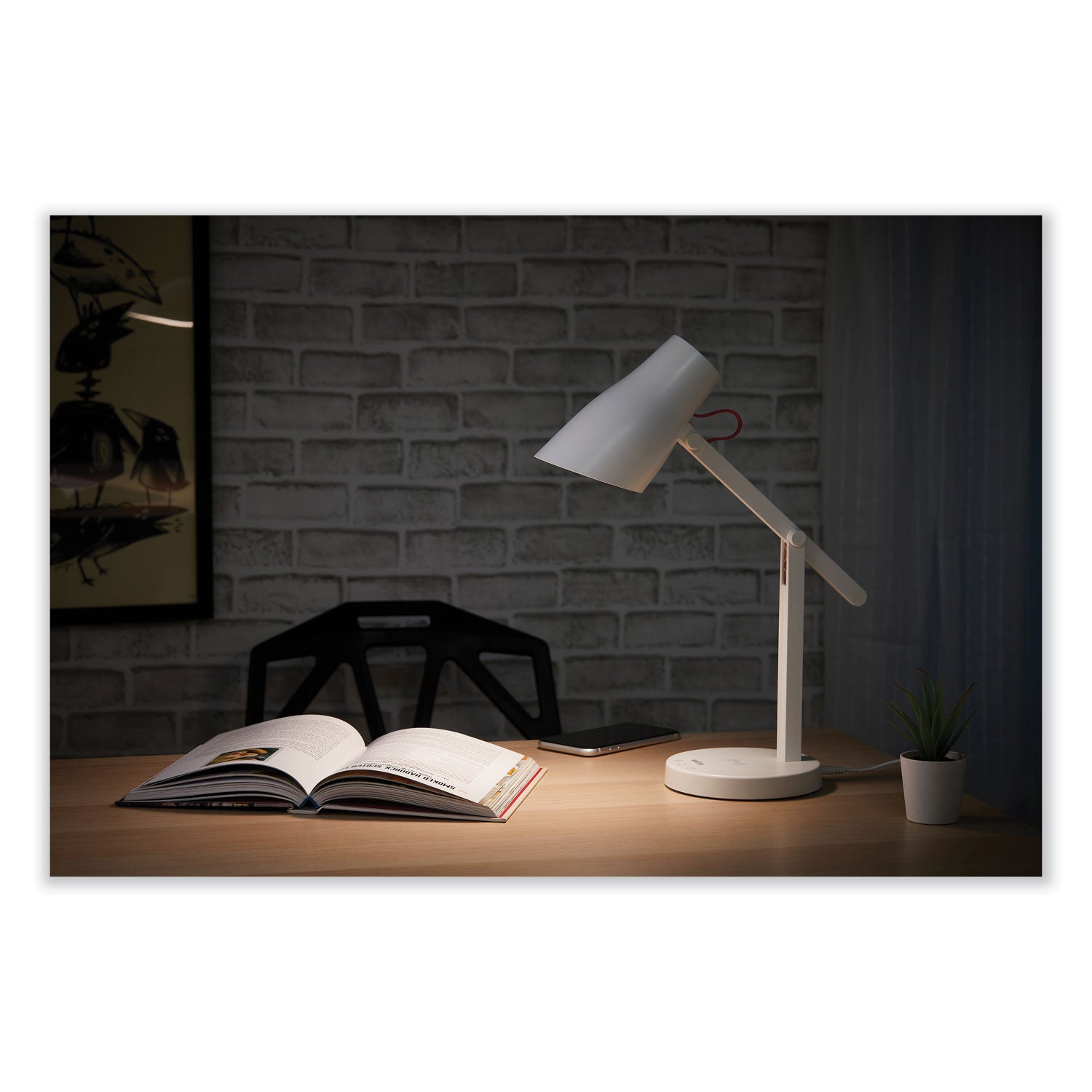 Bostitch® Office LED Desk Lamp with Qi Wireless Charging, 17.5" High, White Base