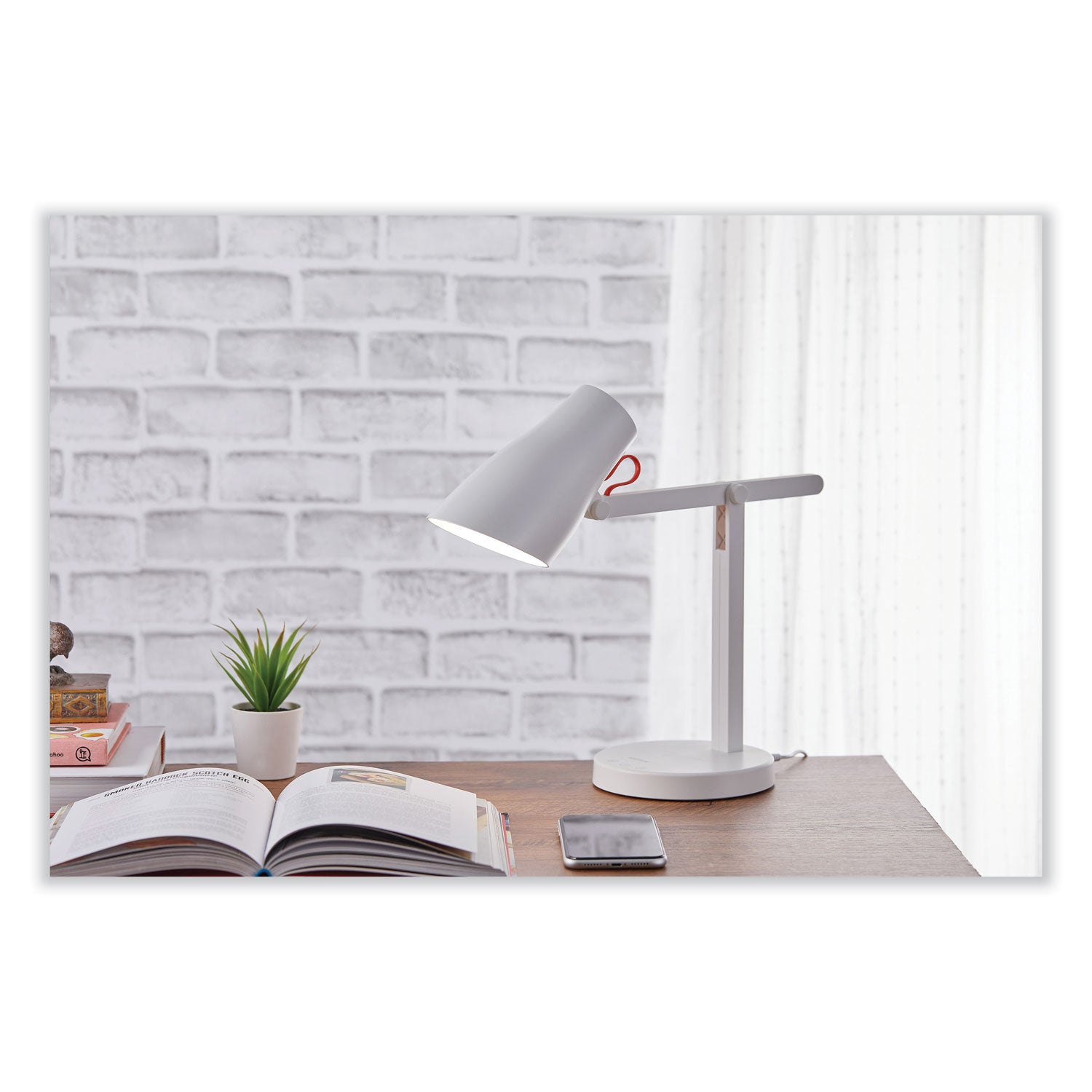 Bostitch® Office LED Desk Lamp with Qi Wireless Charging, 17.5" High, White Base