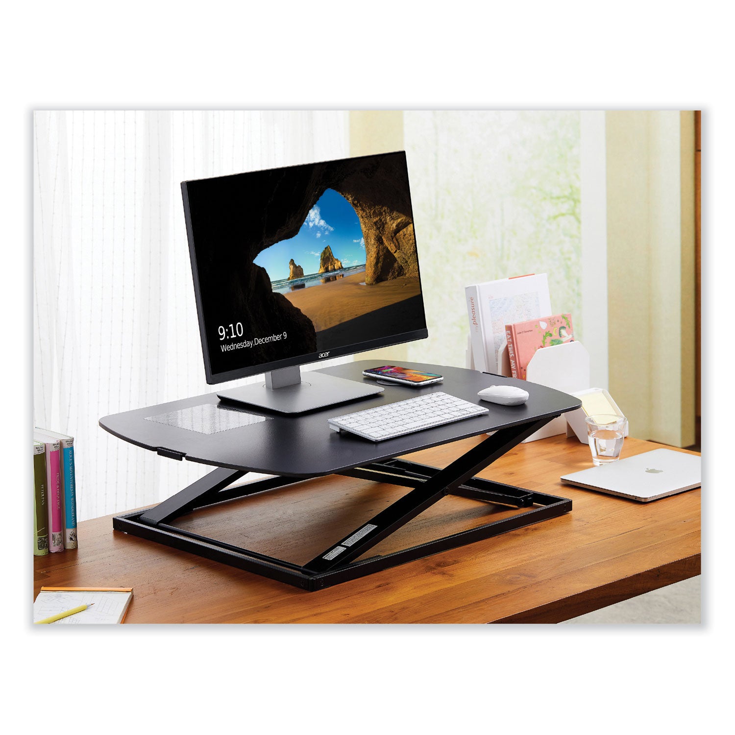 Bostitch® Manual Height Adjustable Standing Desk Converter, 22.05" x 31.34" x 1.26" to 15.75", Black