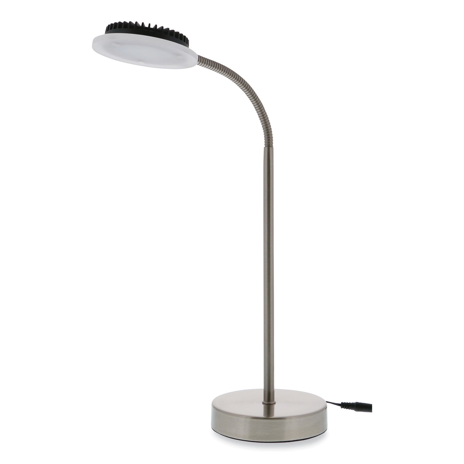 BLACK+DECKER PureOptics LED Adjustable Gooseneck Desk Lamp with Two USB Ports, 14.12" High, Silver Base