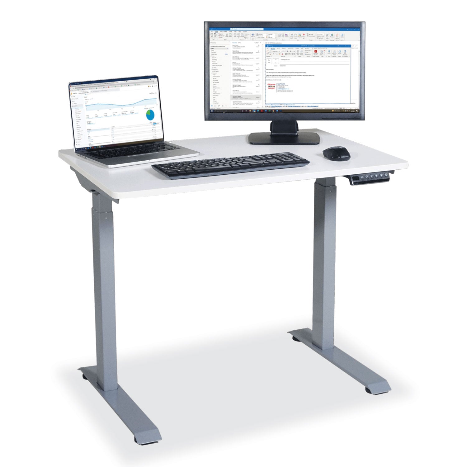Victor® Electric Height Adjustable Standing Desk, 36 x 23.6 x 38.7 to 48.4, White