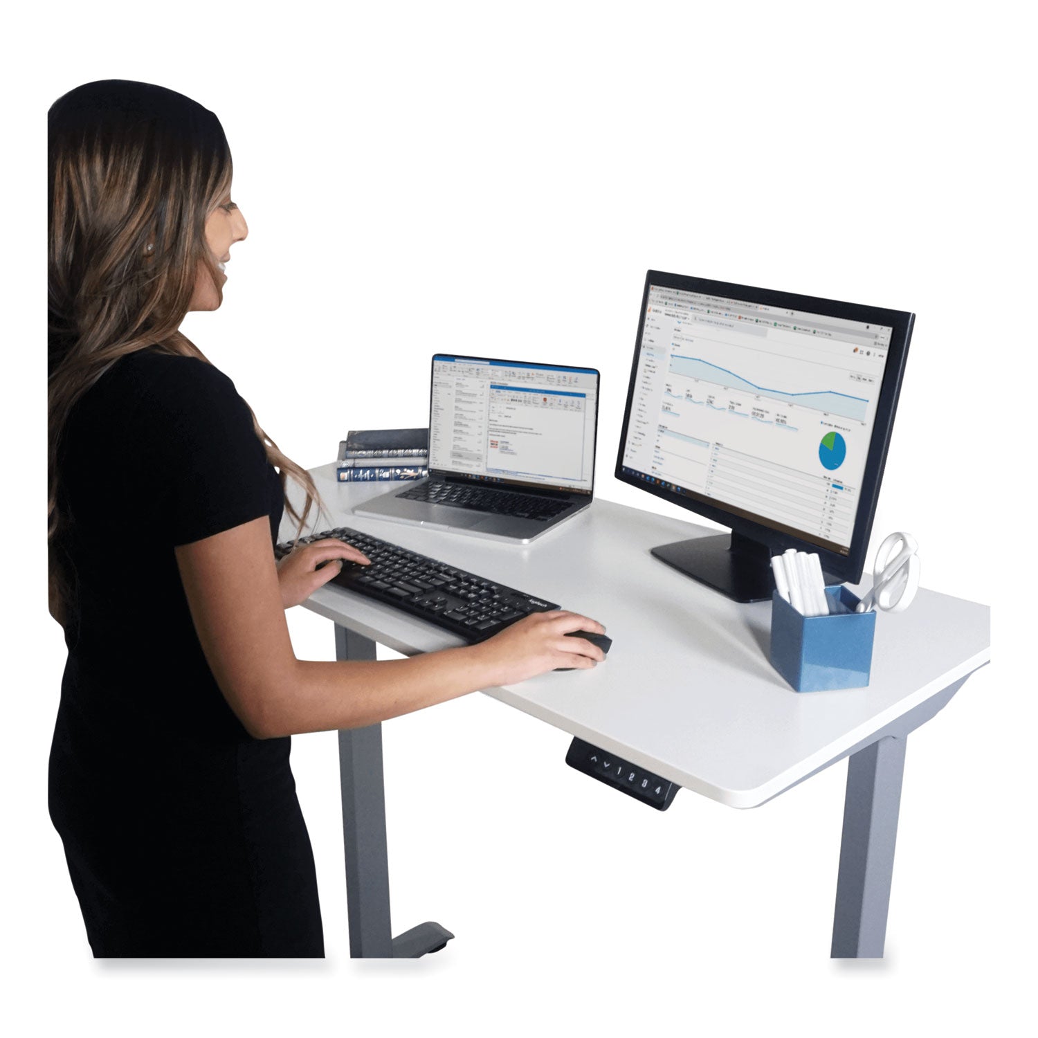 Victor® Electric Height Adjustable Standing Desk, 48 x 23.6 x 28.7 to 48.4, White