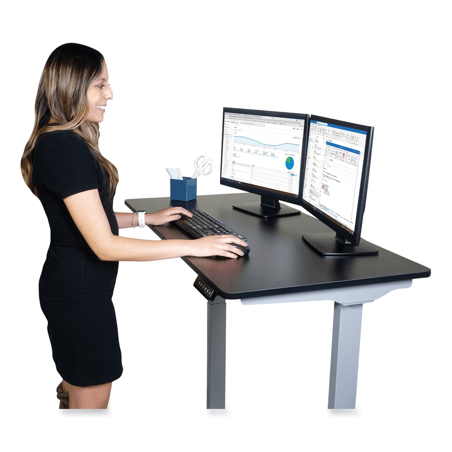 Victor® Electric Height Adjustable Standing Desk, 48 x 23.6 x 28.7 to 48.4, Black