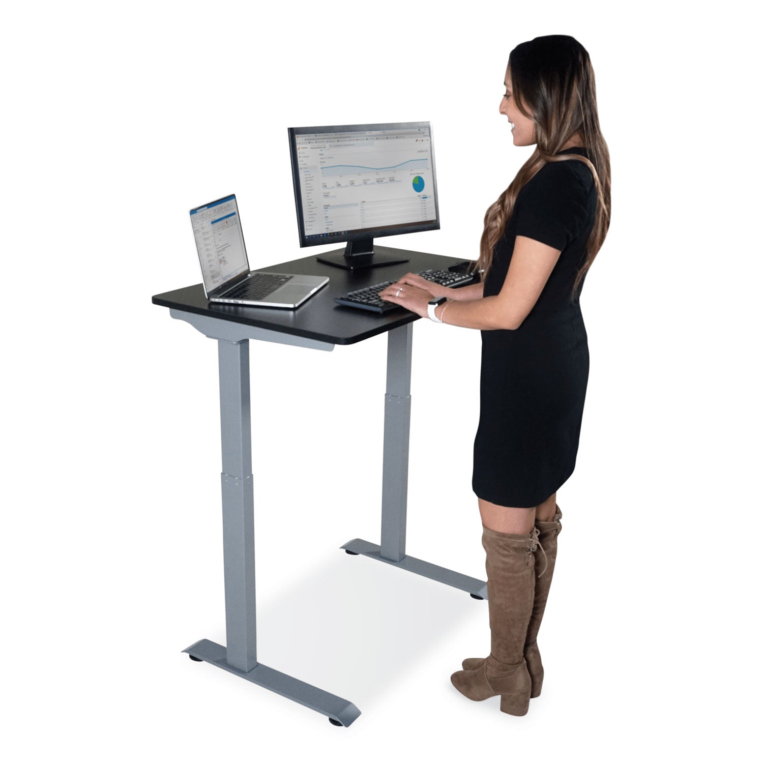 Victor® Electric Height Adjustable Standing Desk, 36 x 23.6 x 28.7 to 48.4, Black