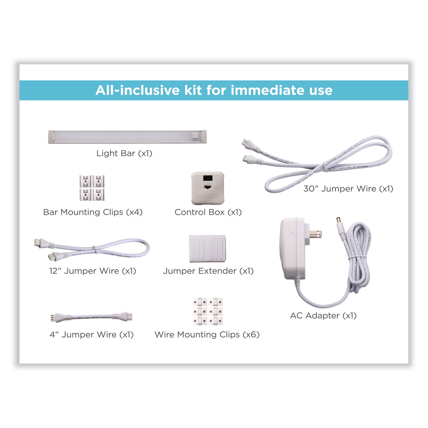 BLACK+DECKER LED Dimmable Under Counter Lighting with Motion Sensor and Magnetic Option Nine-Inch One-Bar Kit, 0.78w x 0.39h