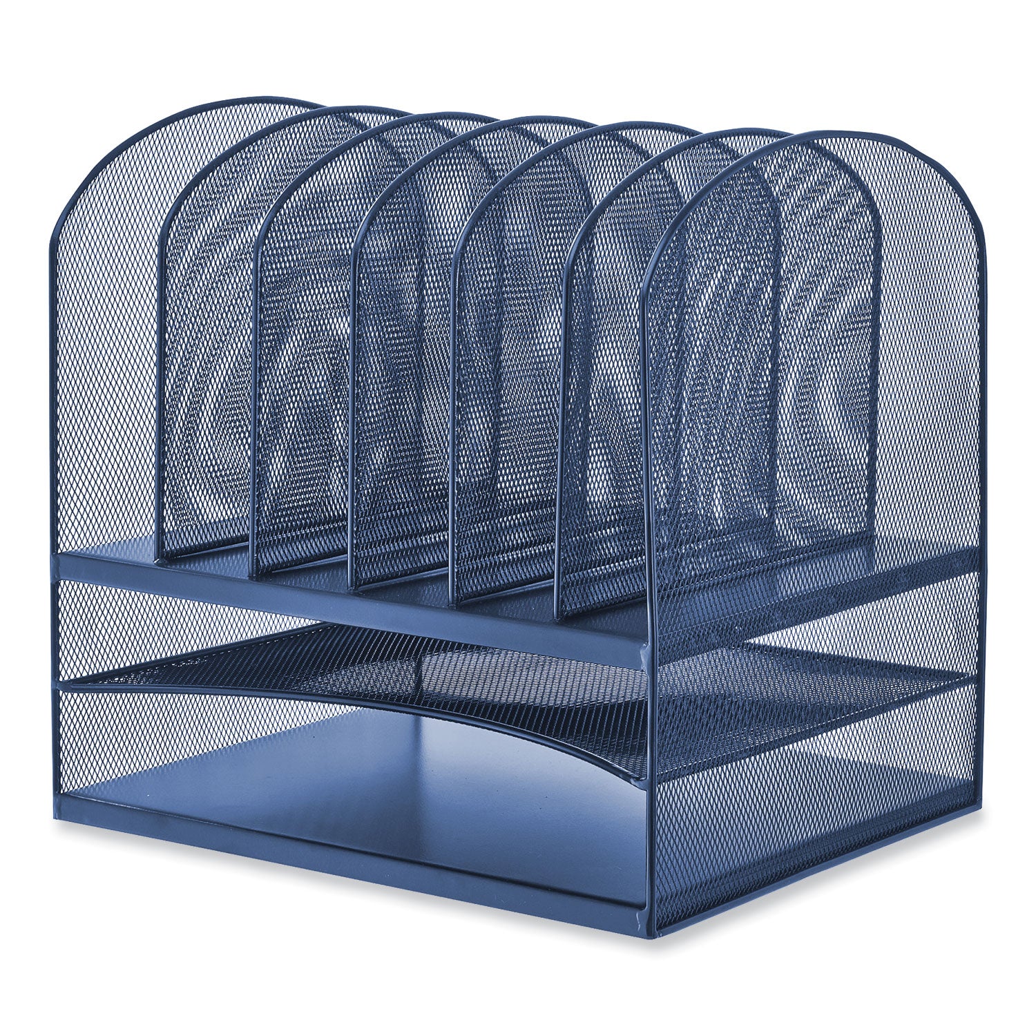 Safco® Onyx Desk Organizer with Two Horizontal and Six Upright Sections, Letter Size Files, 13.25 x 11.5 x 13, Blue