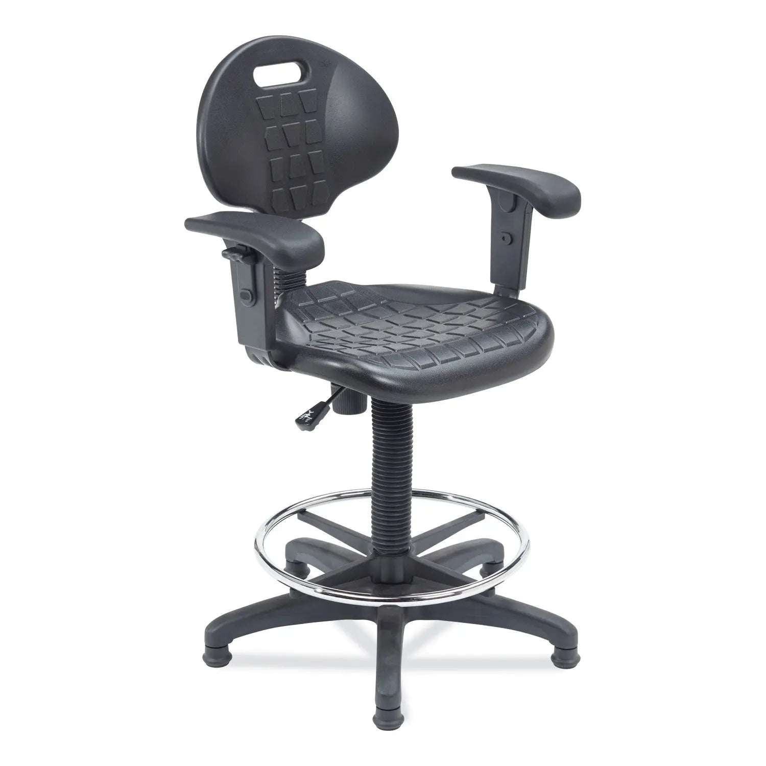 6700 Series Polyurethane Adj Height Task Chair w/Arms, Supports Up to 300 lb, 22" to 32" Seat Height, Black Seat, Black Base