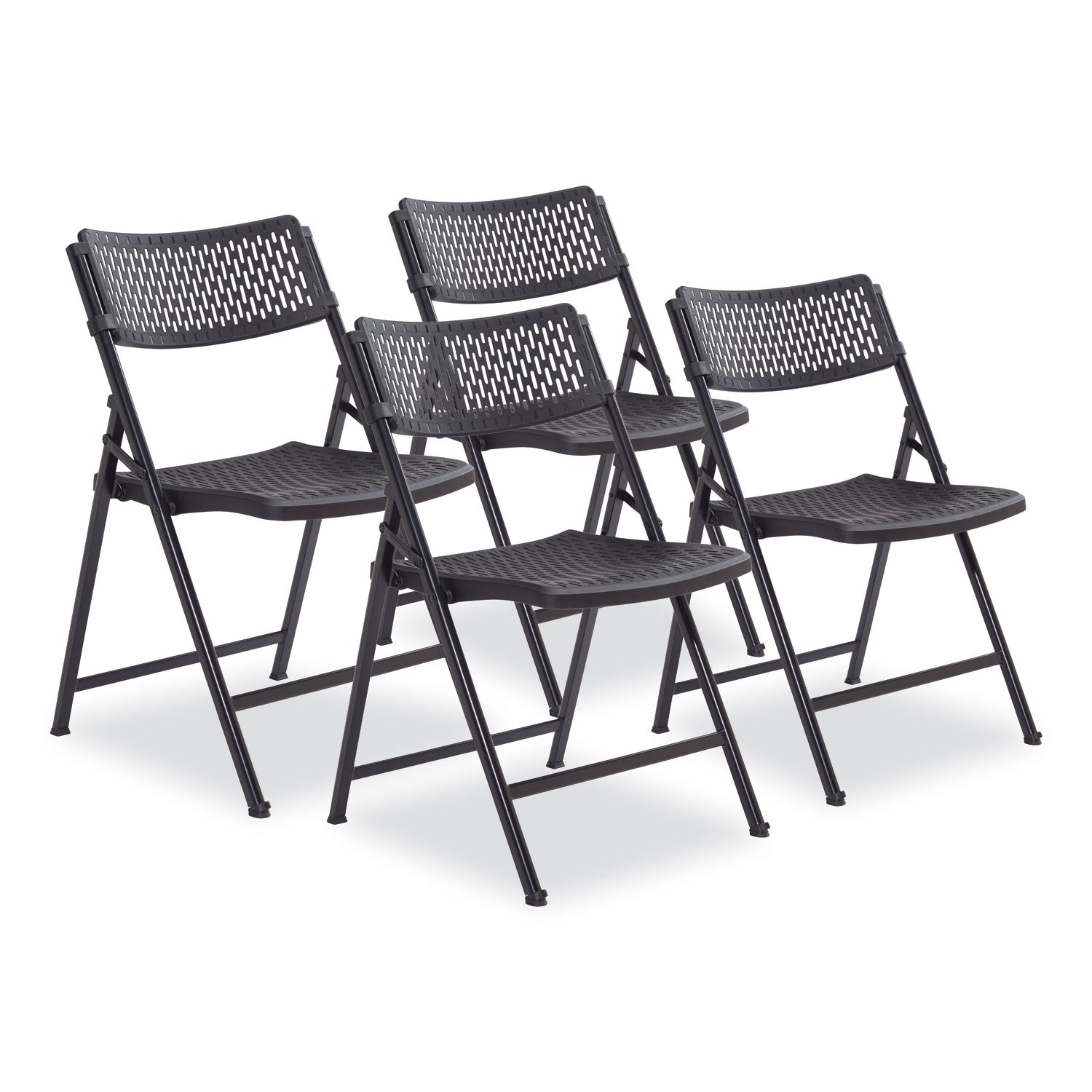 AirFlex Series Premium Poly Folding Chair, Supports Up to 1,000 lb, 17.25" Seat Height, Black, 4/Carton