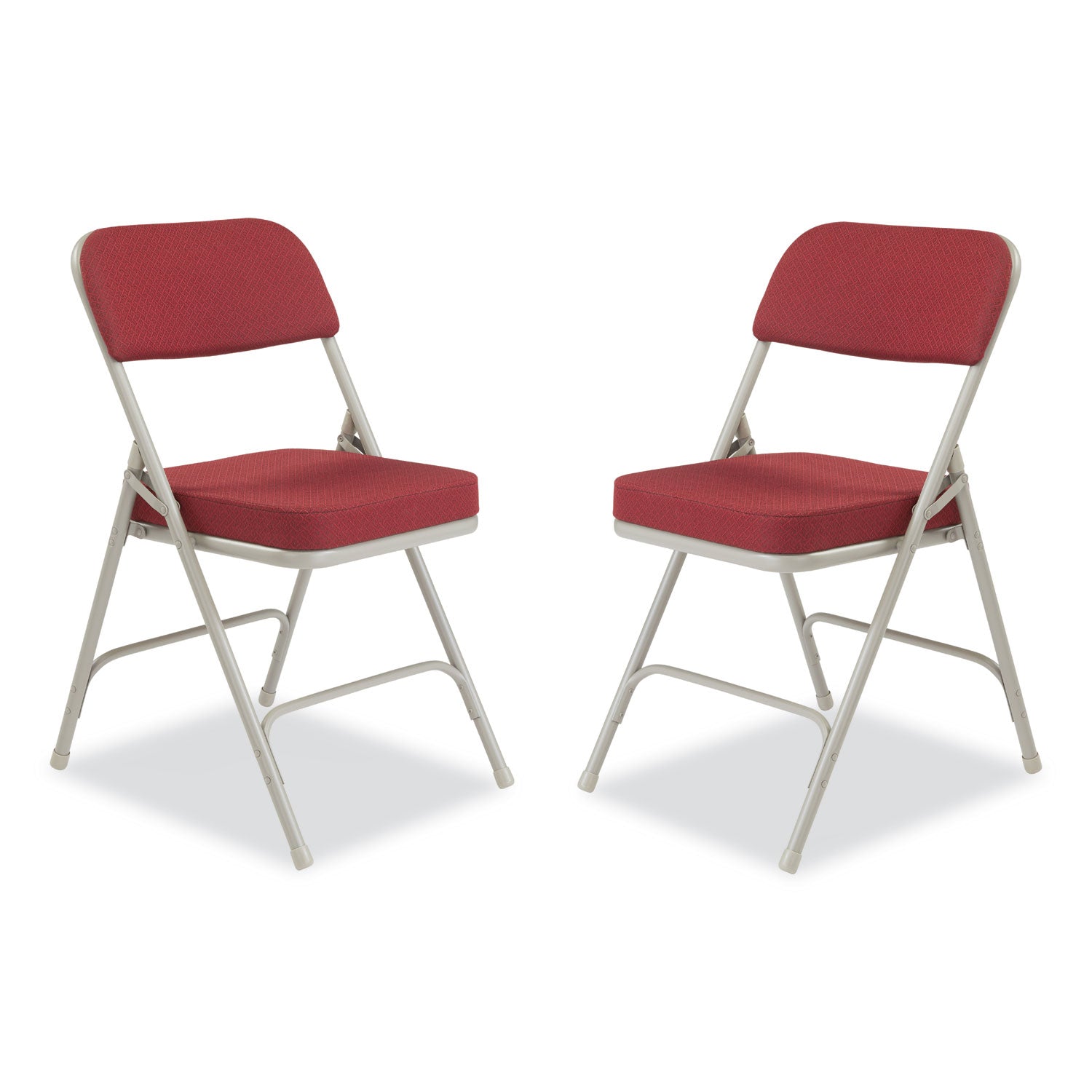 3200 Series Premium Fabric Dual-Hinge Folding Chair, Supports Up to 300 lb, Burgundy Seat, Burgundy Back, Gray Base, 2/Carton