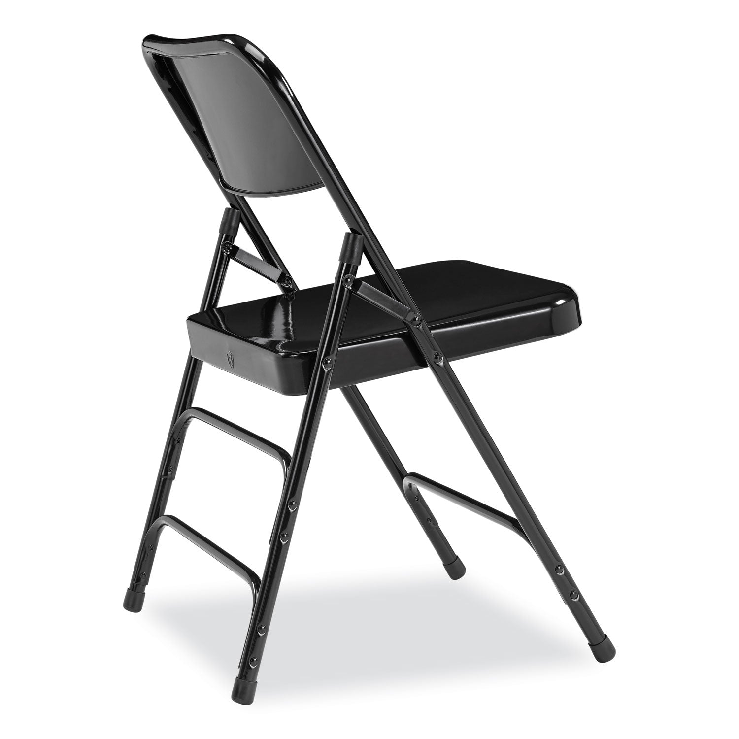 NPS® 300 Series Deluxe All-Steel Triple Brace Folding Chair, Supports Up to 480 lb, 17.25" Seat Height, Black, 4/Carton