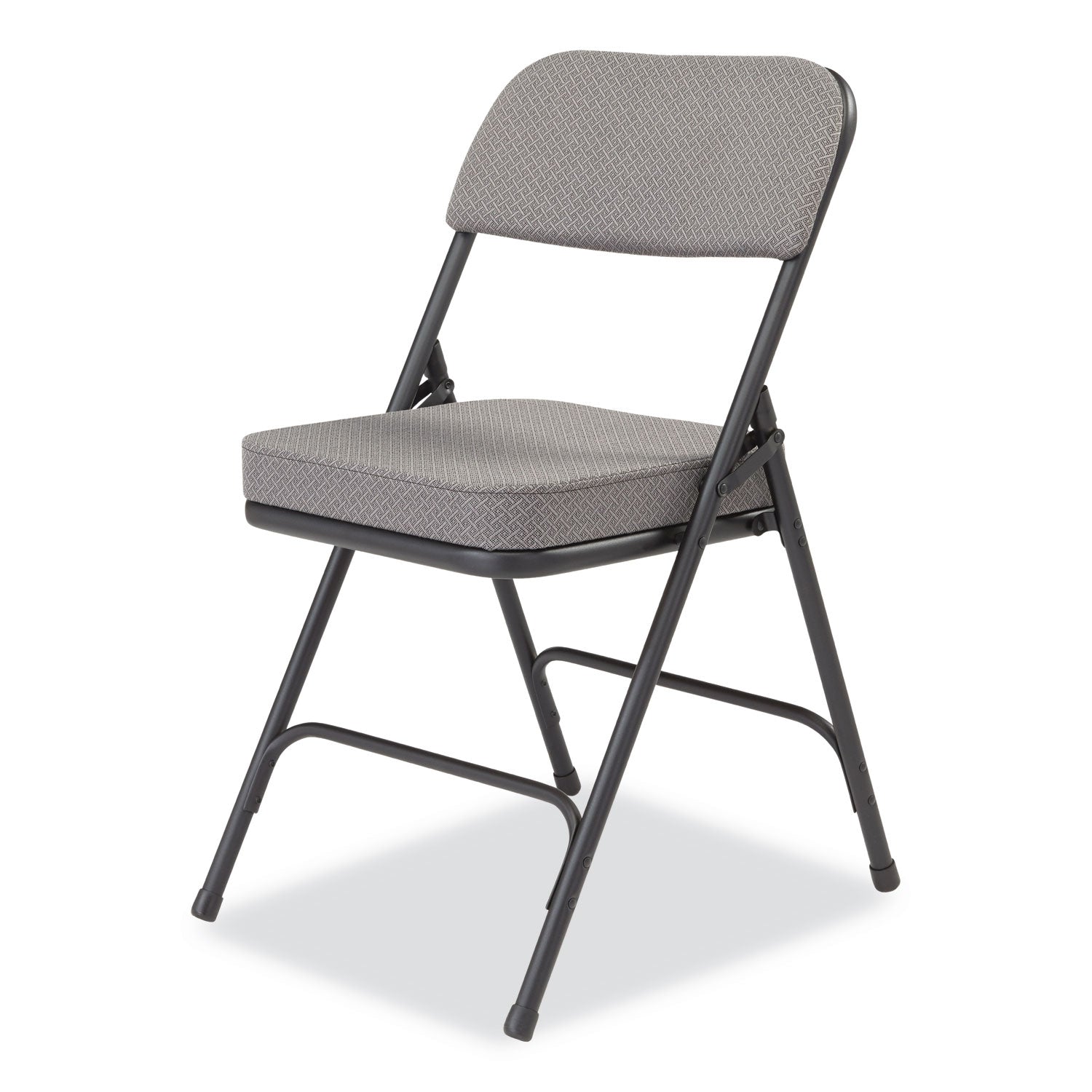 NPS® 3200 Series Fabric Dual-Hinge Folding Chair, Supports Up to 300 lb, Charcoal Seat, Charocoal Back, Black Base, 2/Carton