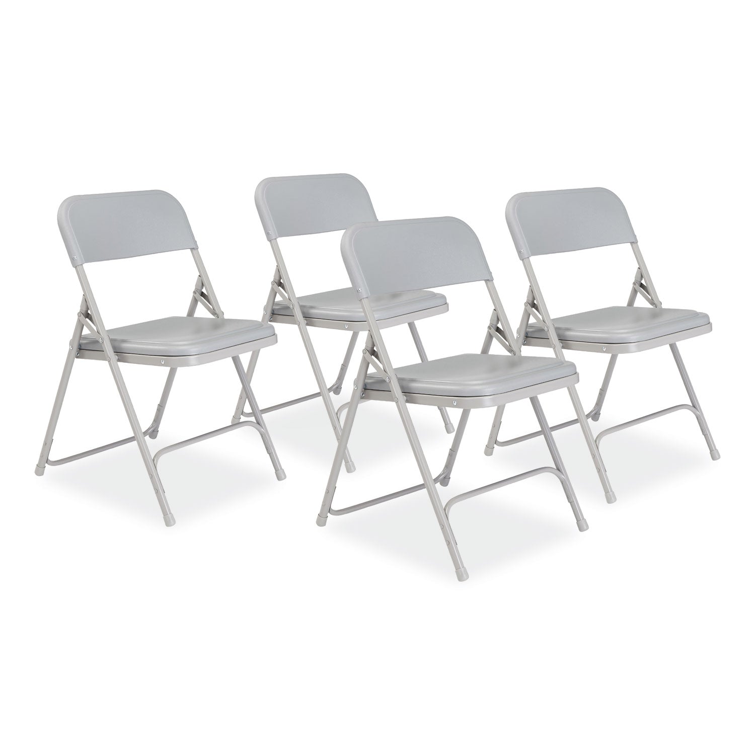 800 Series Premium Plastic Folding Chair, Supports Up to 500 lb, 18" Seat Height, Gray Seat, Gray Back, Gray Base, 4/Carton