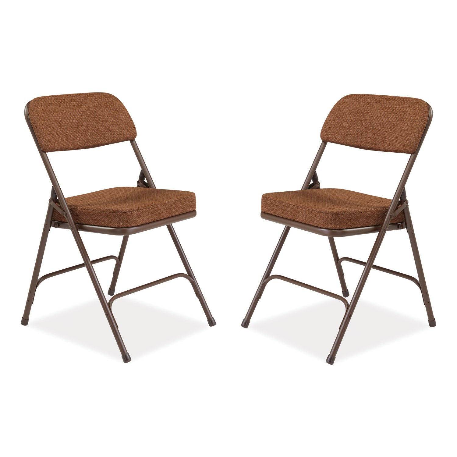 3200 Series Premium Fabric Dual-Hinge Folding Chair, Supports Up to 300 lb, Gold Seat, Gold Back, Brown Base, 2/Carton