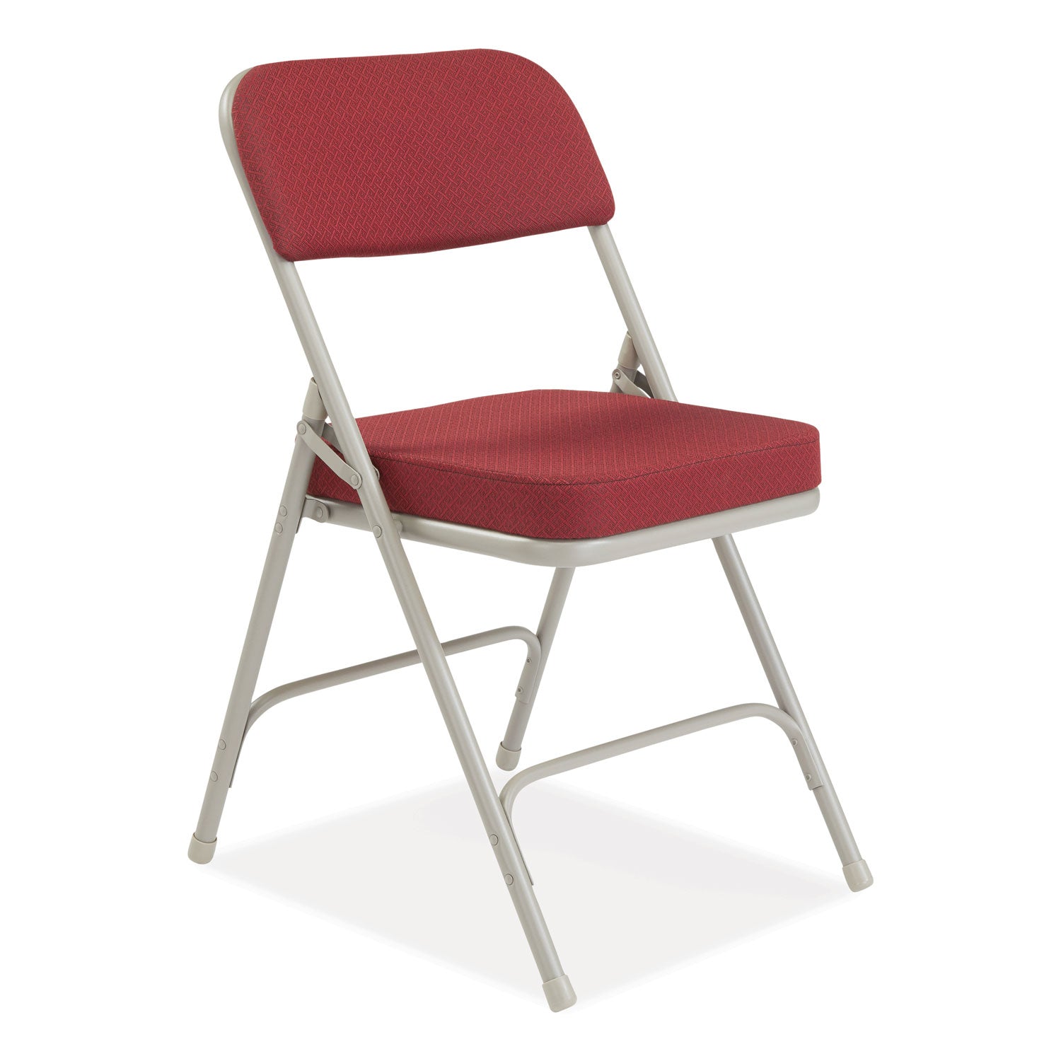NPS® 3200 Series Premium Fabric Dual-Hinge Folding Chair, Supports Up to 300 lb, Burgundy Seat, Burgundy Back, Gray Base, 2/Carton