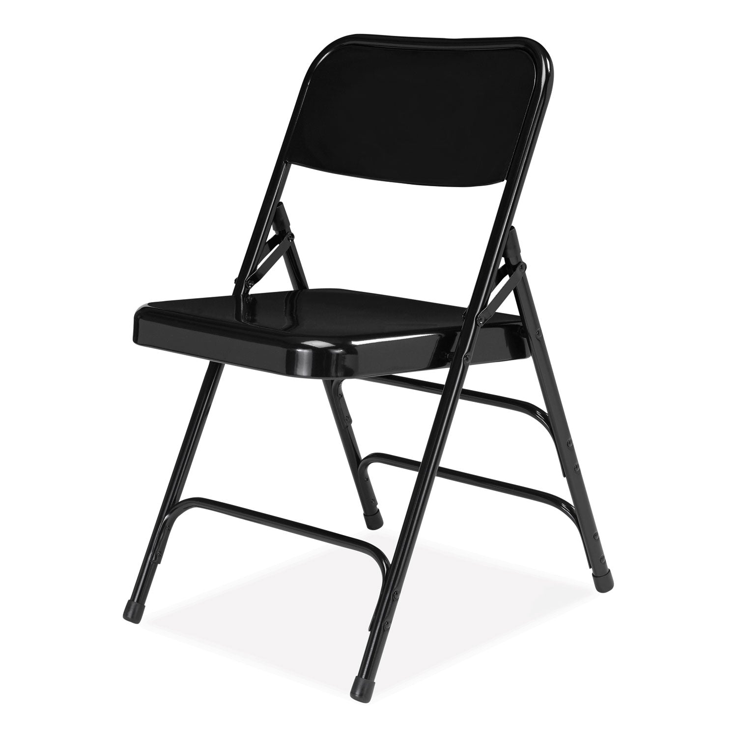 NPS® 300 Series Deluxe All-Steel Triple Brace Folding Chair, Supports Up to 480 lb, 17.25" Seat Height, Black, 4/Carton