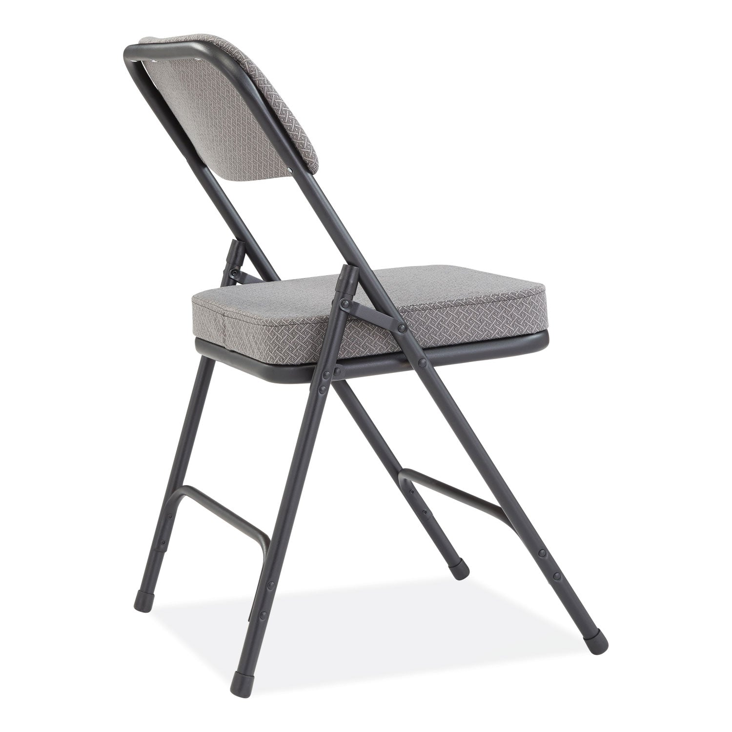 NPS® 3200 Series Fabric Dual-Hinge Folding Chair, Supports Up to 300 lb, Charcoal Seat, Charocoal Back, Black Base, 2/Carton