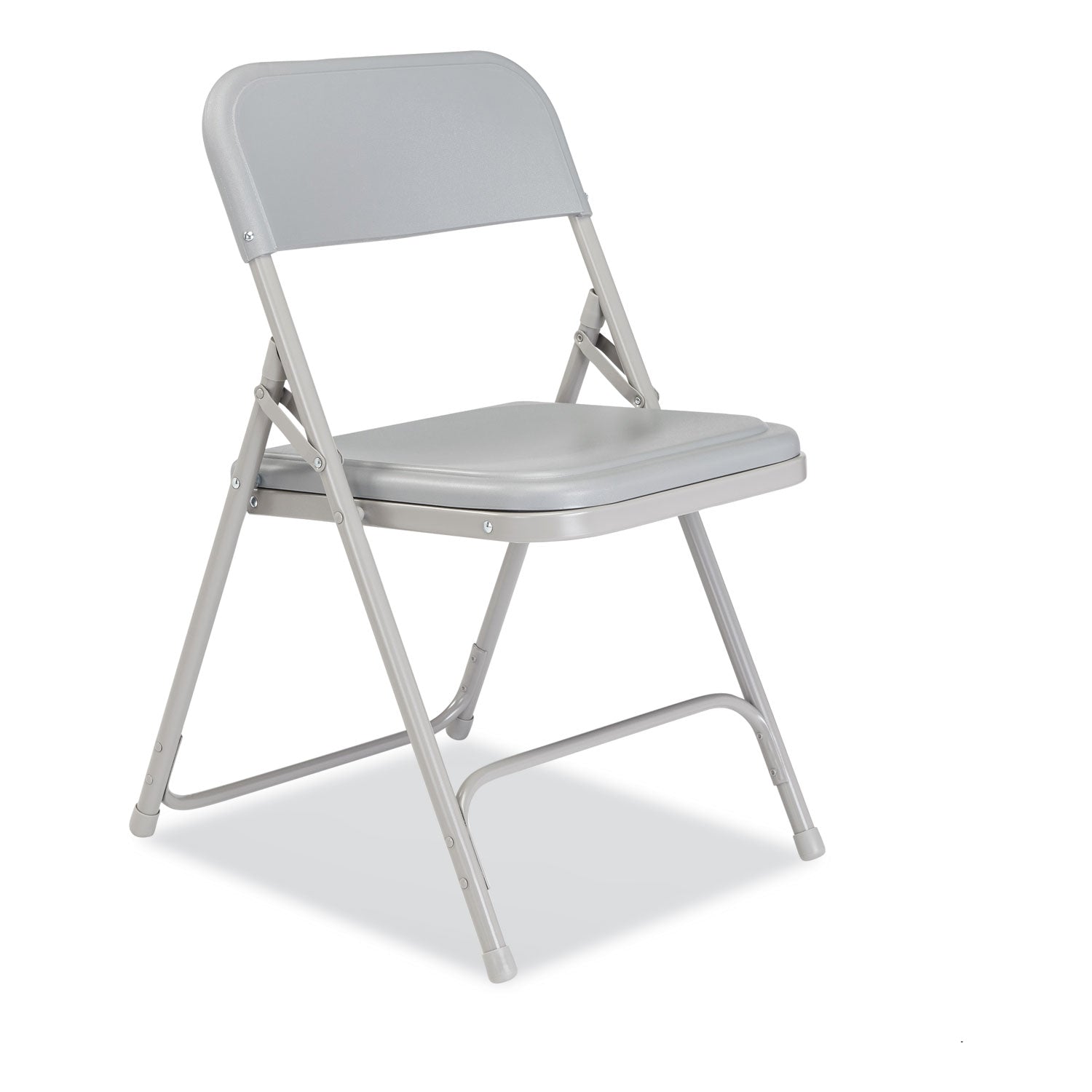 NPS® 800 Series Premium Plastic Folding Chair, Supports Up to 500 lb, 18" Seat Height, Gray Seat, Gray Back, Gray Base, 4/Carton