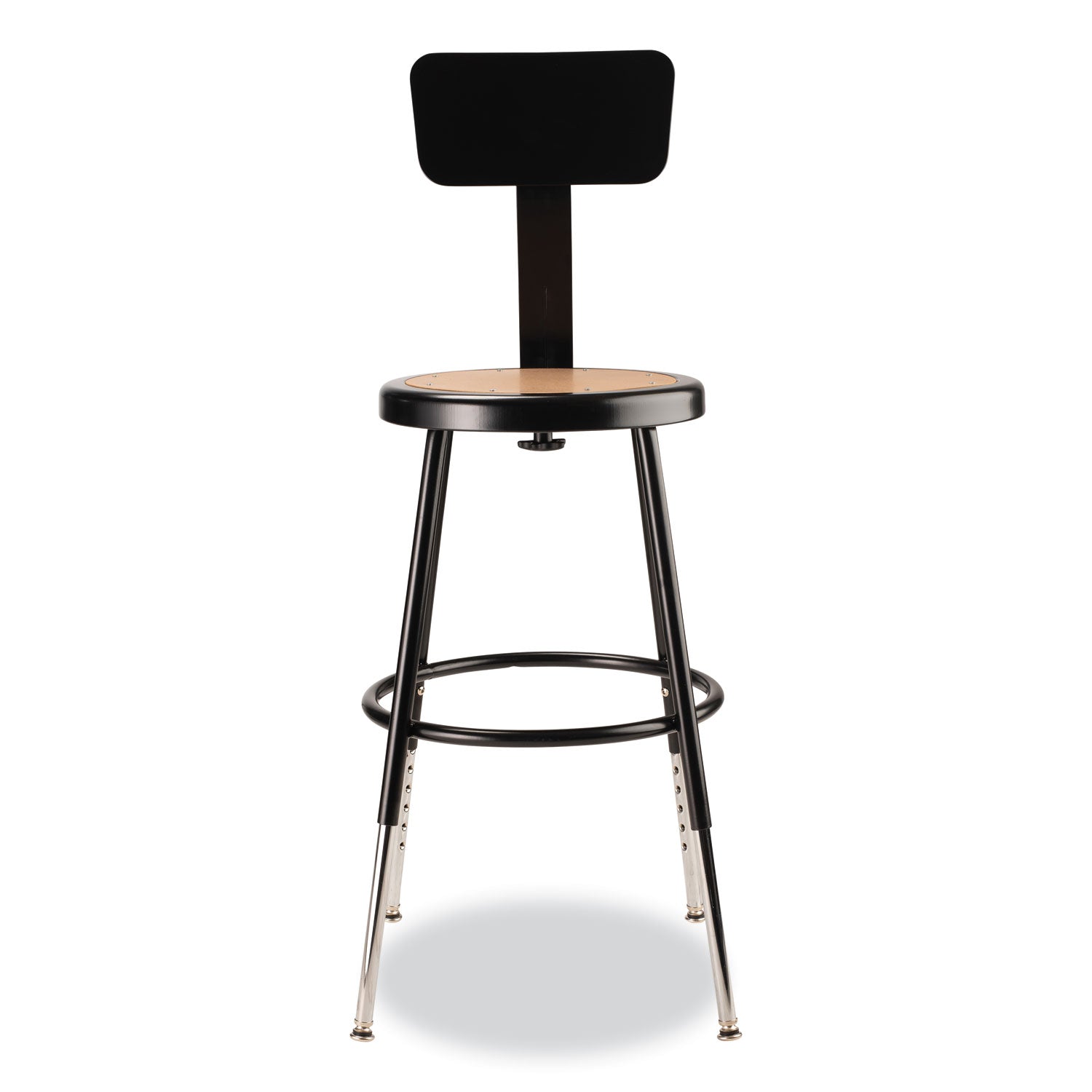 NPS® 6200 Series 19" to 27" Height Adjustable Heavy-Duty Stool with Backrest, Supports Up to 500 lb, Masonite Seat/Black Base