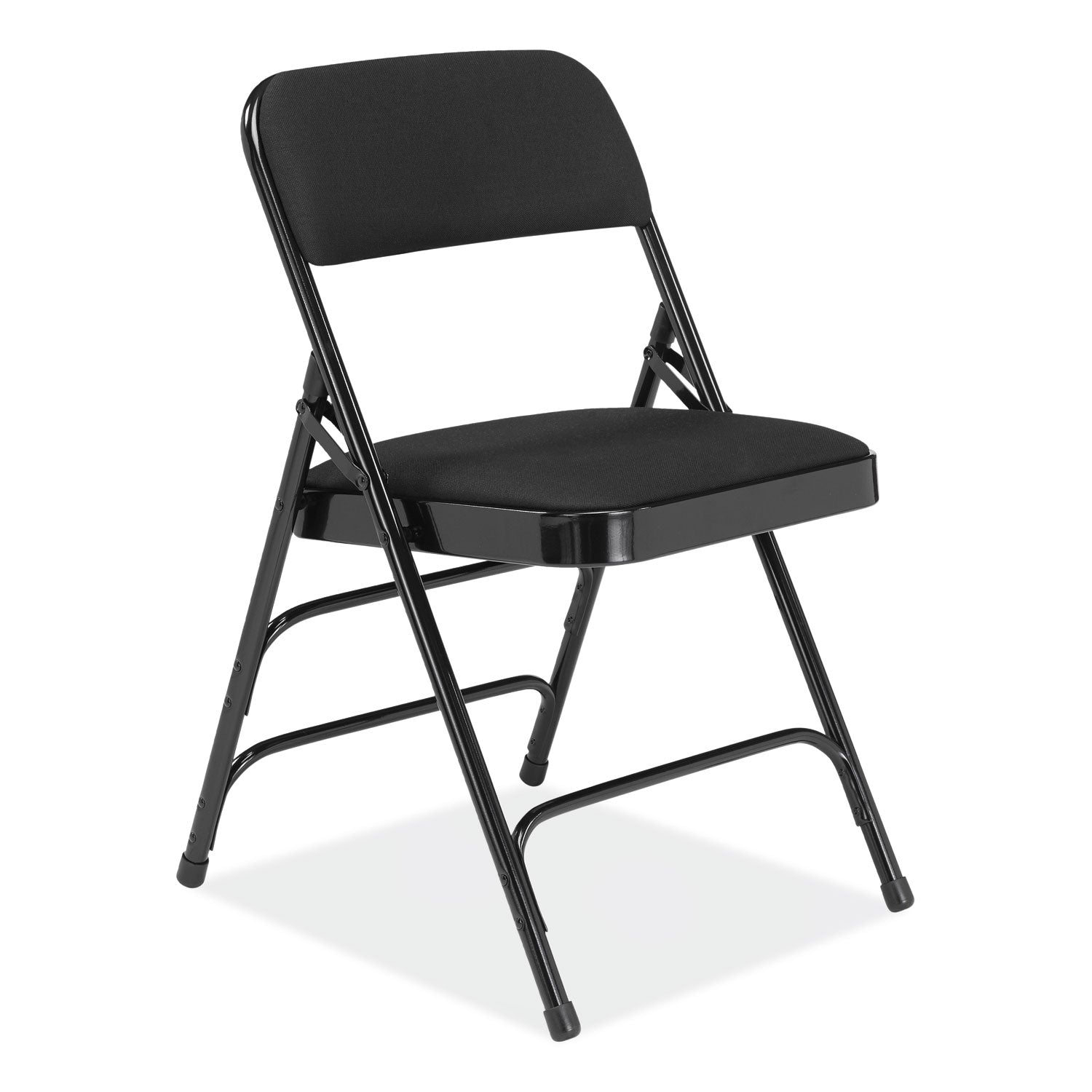 NPS® 2300 Series Fabric Upholstered Triple Brace Premium Folding Chair, Supports Up to 500 lb, Midnight Black, 4/Carton