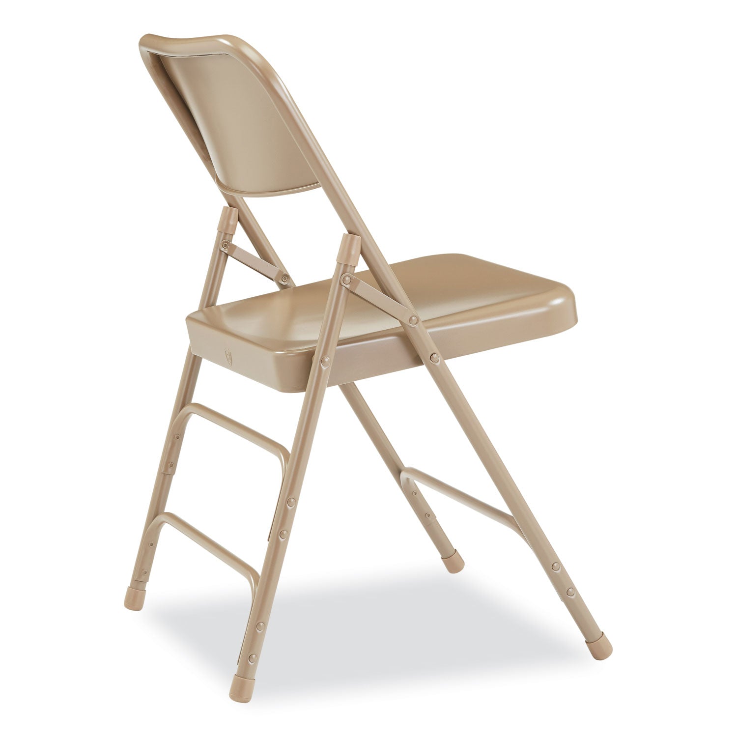 NPS® 300 Series Deluxe All-Steel Triple Brace Folding Chair, Supports Up to 480 lb, 17.25" Seat Height, Beige, 4/Carton