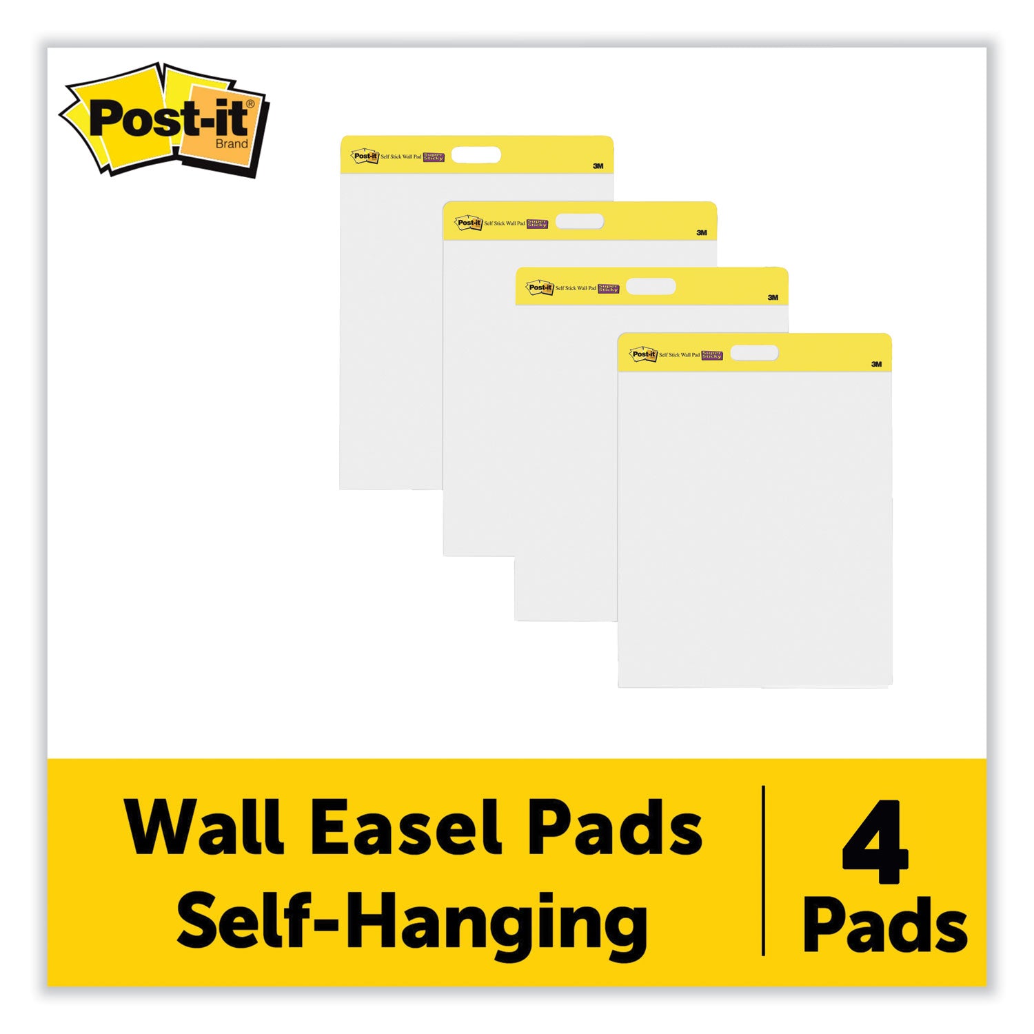 Post-it® Easel Pads Super Sticky Self-Stick Wall Pad, Unruled, 20 x 23, White, 20 Sheets/Pad, 2 Pads/Pack, 2 Packs/Carton