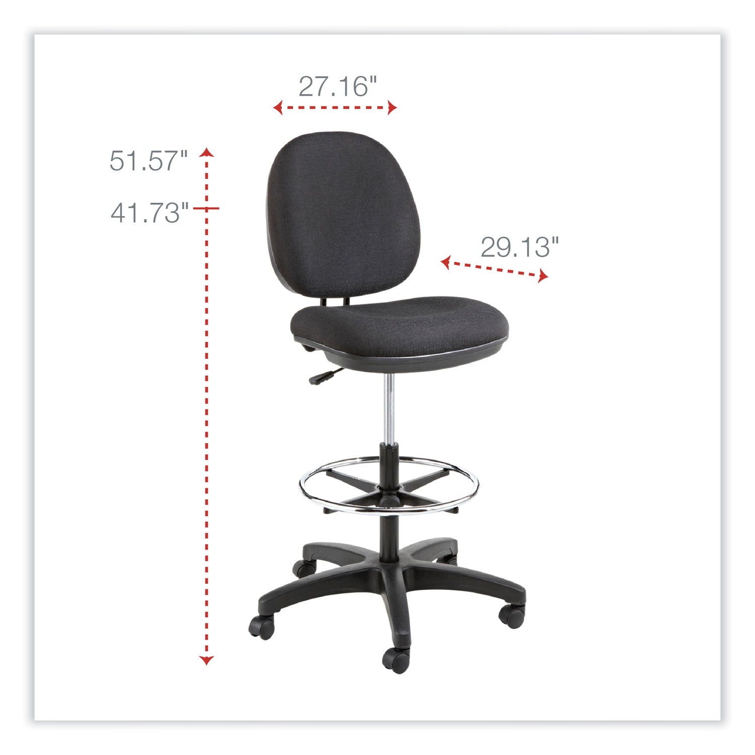 Alera® Alera Interval Series Swivel Task Stool, Supports Up To 275 Lb, 23.93" To 34.53" Seat Height, Black Fabric