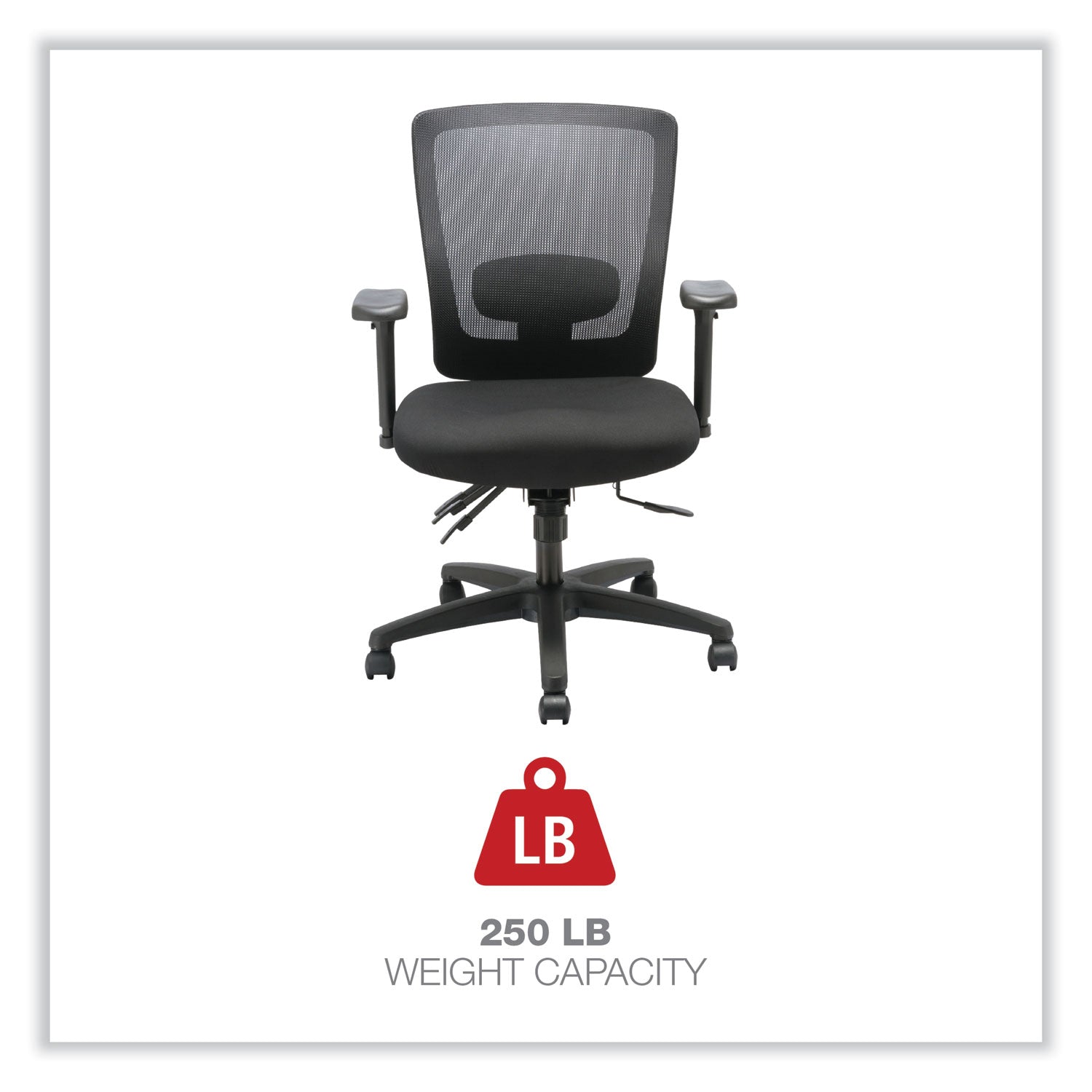 Alera® Alera Envy Series Mesh Mid-Back Multifunction Chair, Supports Up To 250 Lb, 17" To 21.5" Seat Height, Black