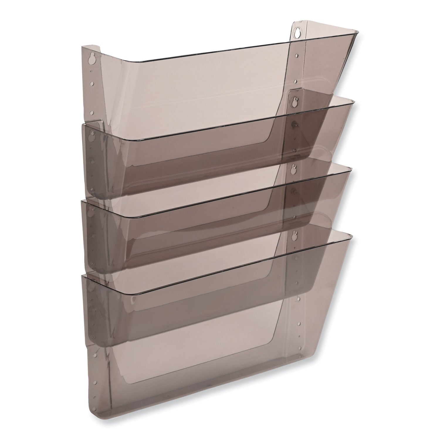 deflecto® DocuPocket Stackable Four-Pocket Wall File, 4 Sections, Letter Size, 13" x 4", Smoke