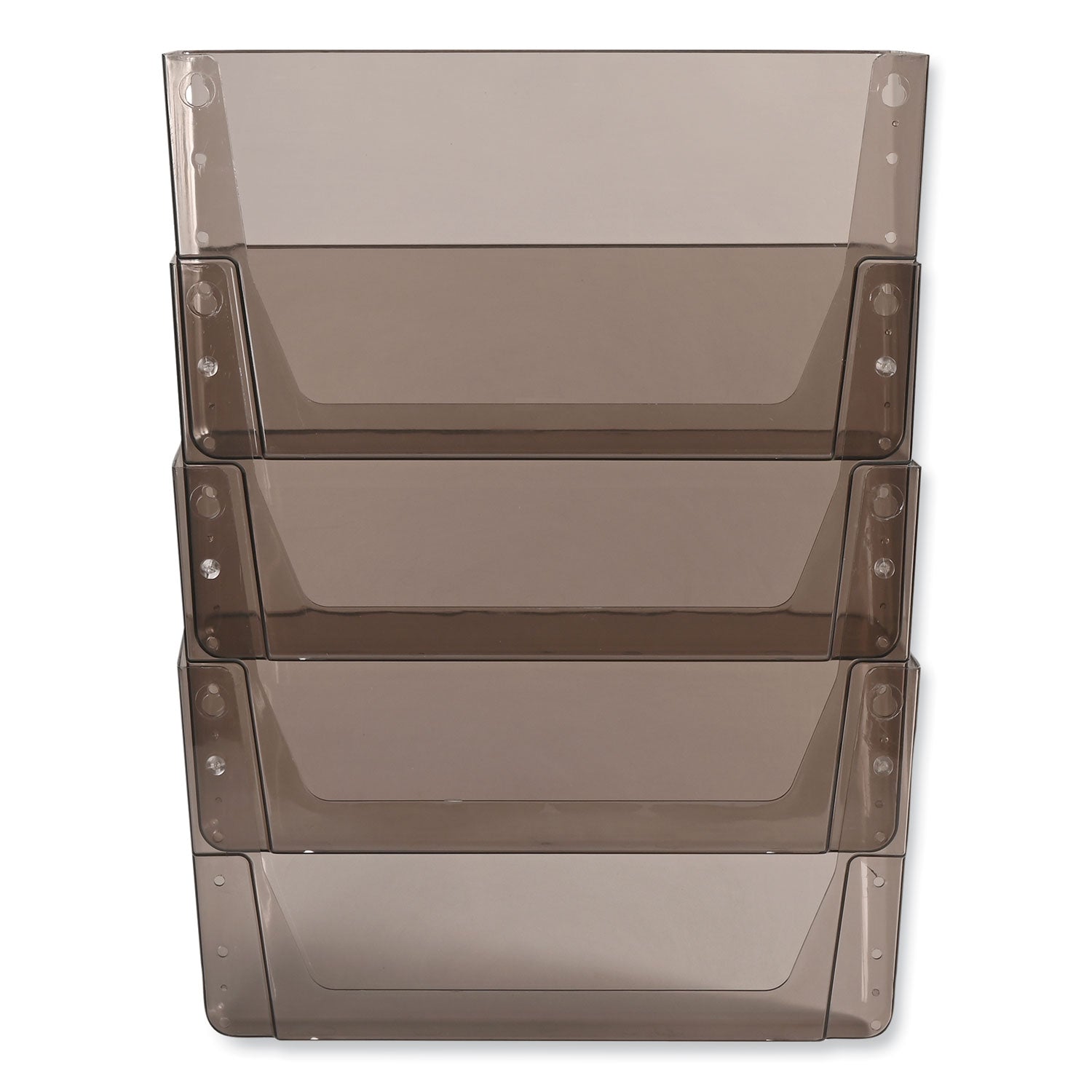 deflecto® DocuPocket Stackable Four-Pocket Wall File, 4 Sections, Letter Size, 13" x 4", Smoke