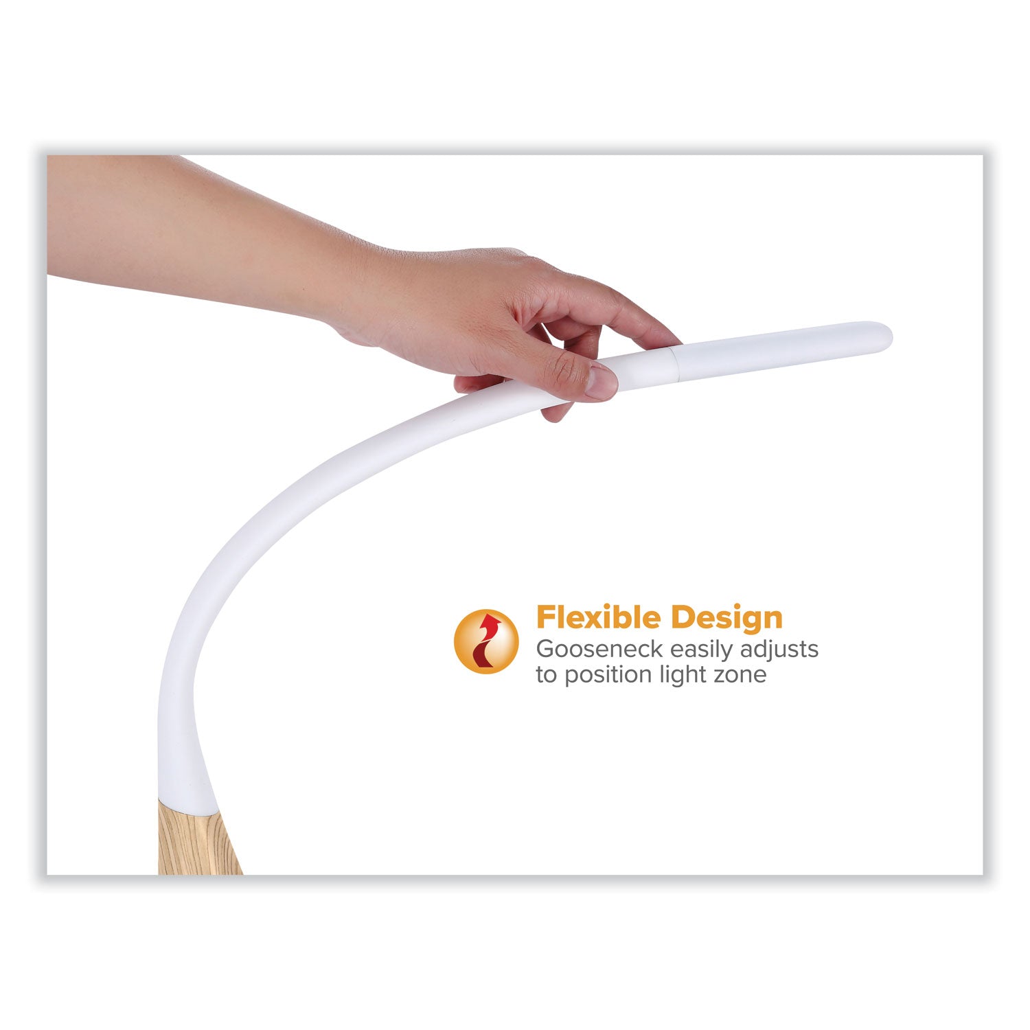 Bostitch® Office Flexible Wood Grain Desk Lamp, 20.47" High, Wood Grain