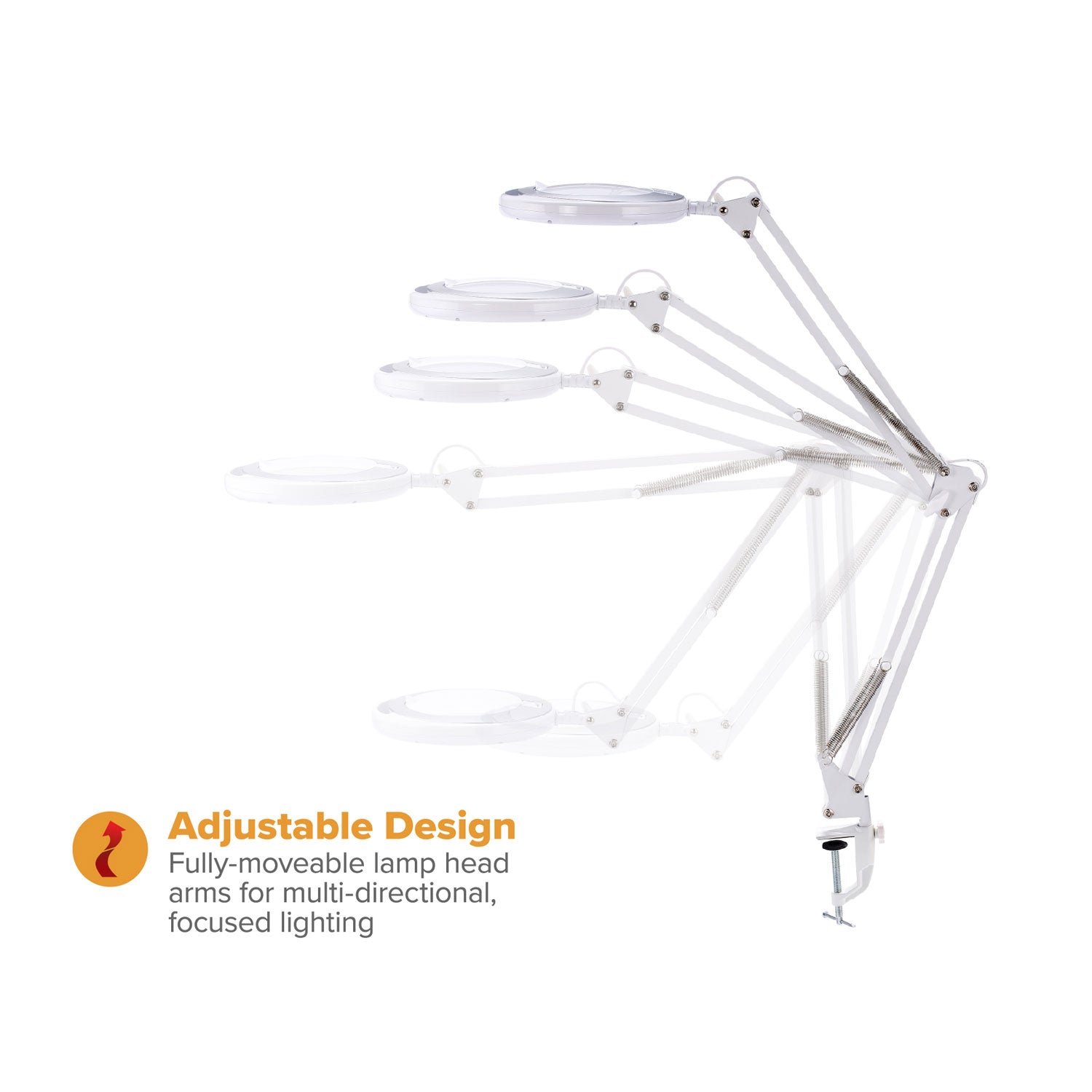 BLACK+DECKER PureOptics LED Magnifying Dimmable Desk Lamp with Clamp Mount, 17" High, White