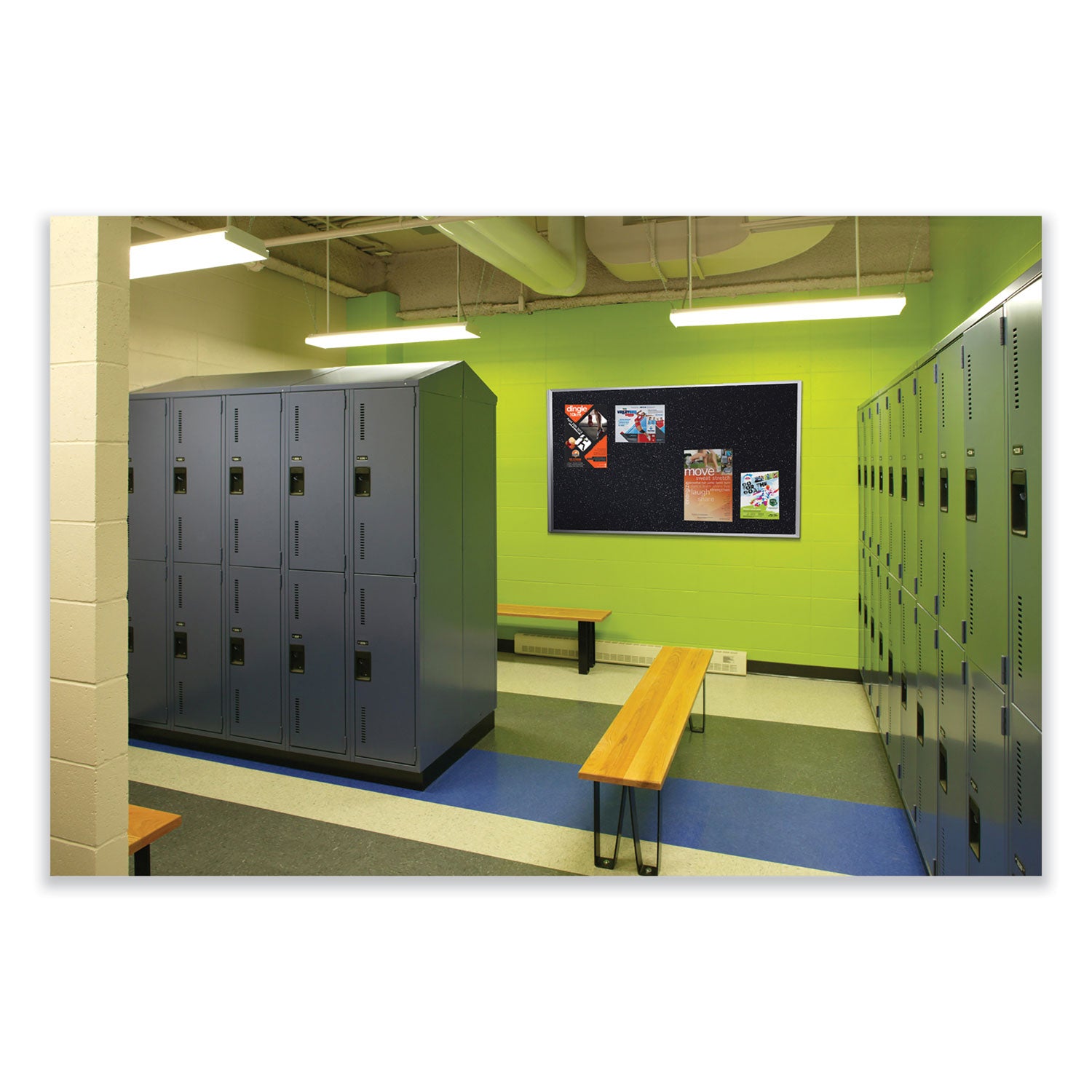 Ghent Aluminum-Frame Recycled Rubber Bulletin Boards, 36" x 24", Confetti Surface, Satin Aluminum Frame