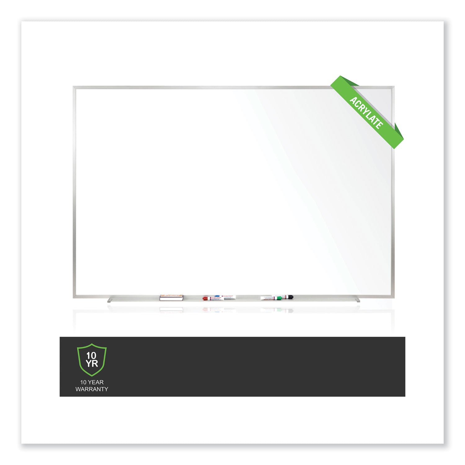 Ghent Non-Magnetic Whiteboard with Aluminum Frame, 72.63" x 48.47", White Surface, Satin Aluminum Frame