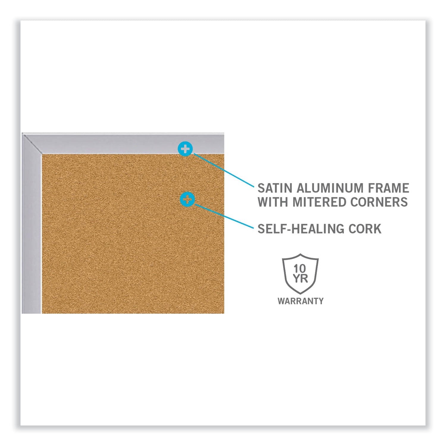 Ghent Aluminum-Frame Natural Corkboard, 96.5" x 48.5", Tan Surface, Satin Aluminum Frame