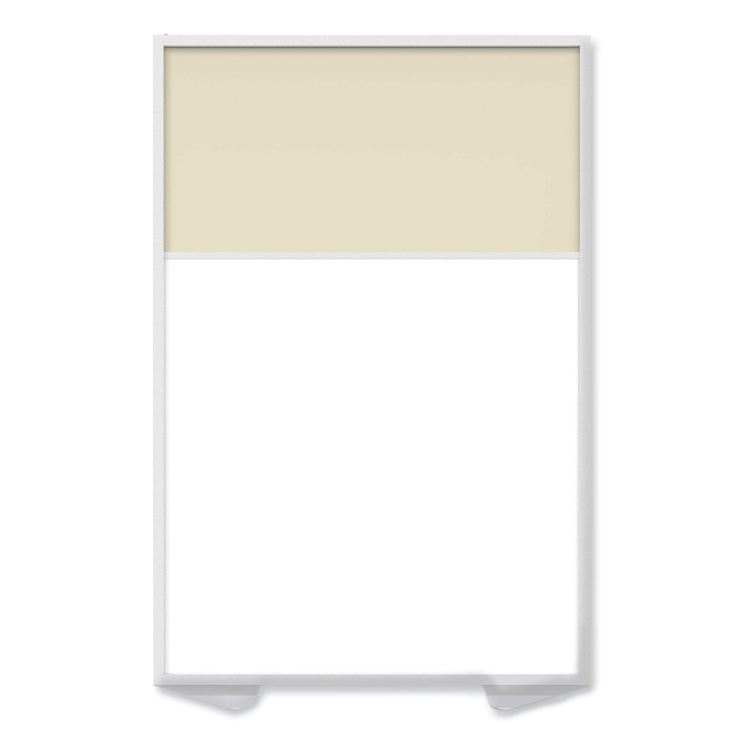 Ghent Floor Partition with Aluminum Frame and 2 Split Panel Infill, 48.06 x 2.04 x 71.86, White/Carmel