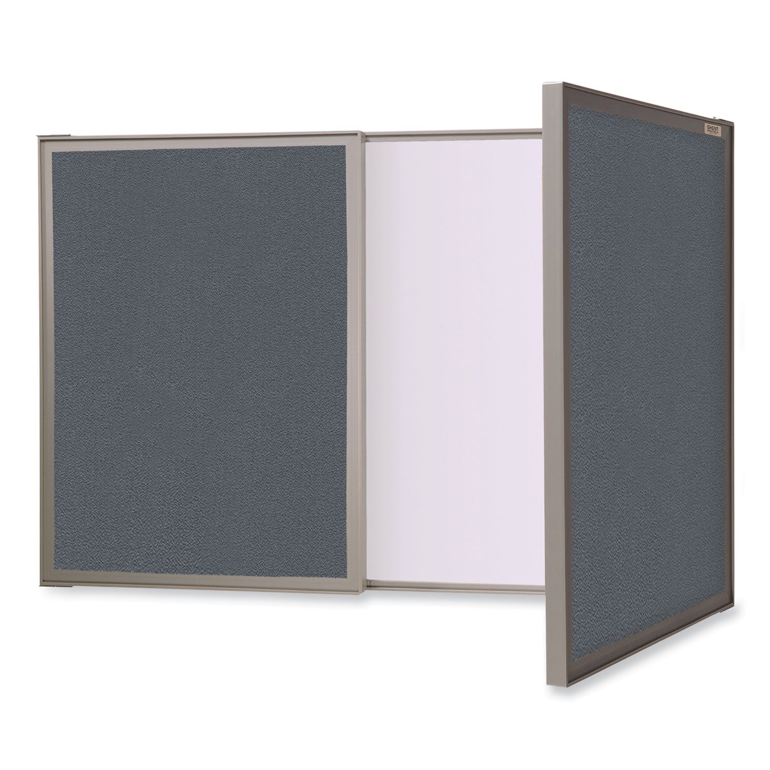 VisuALL PC Whiteboard Cabinet, Gray Fabric Bulletin Board Exterior Doors, 36 x 24, Aluminum Frame