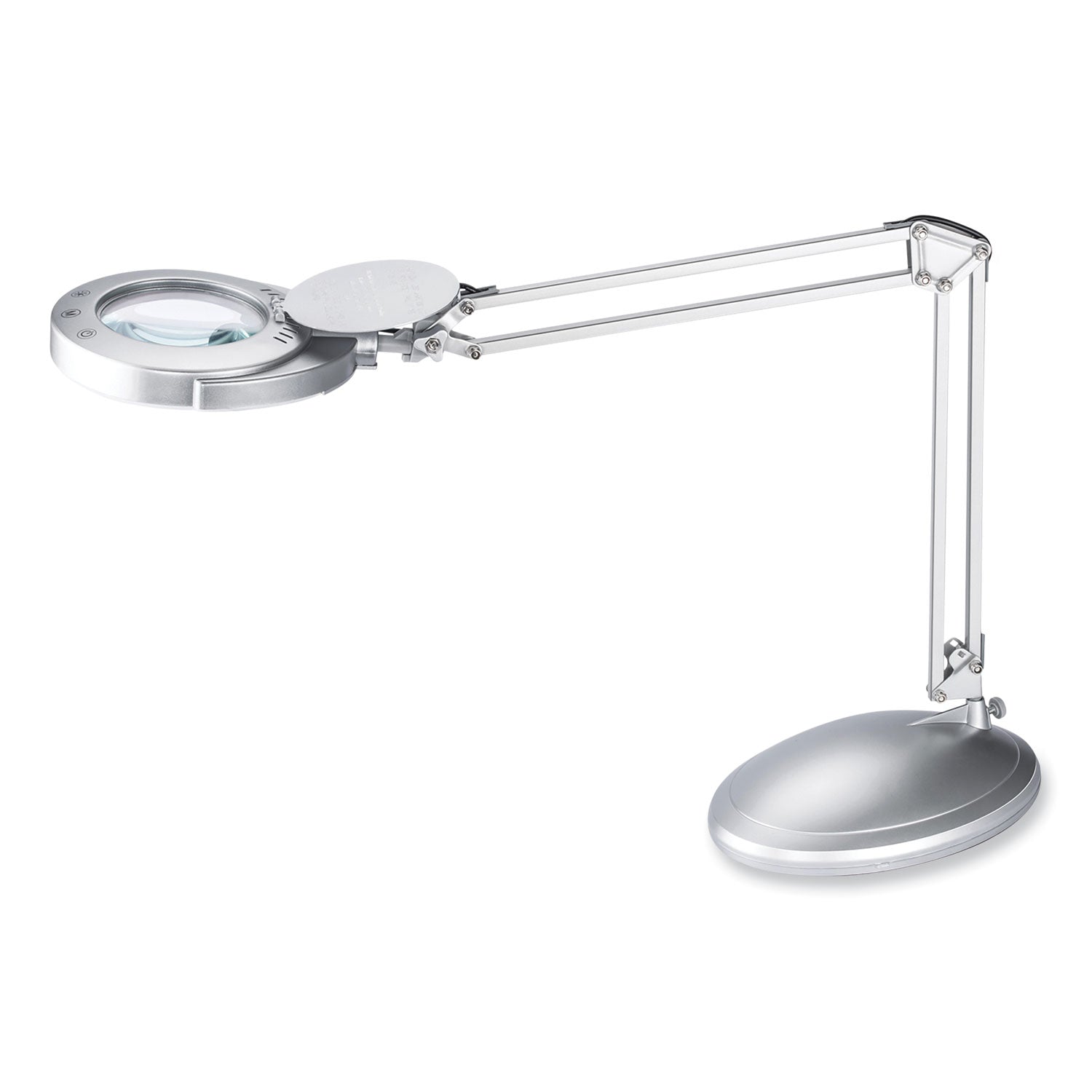 LED Magnifier Lamp with Clamp, Swing Arm, 22" High, Silver