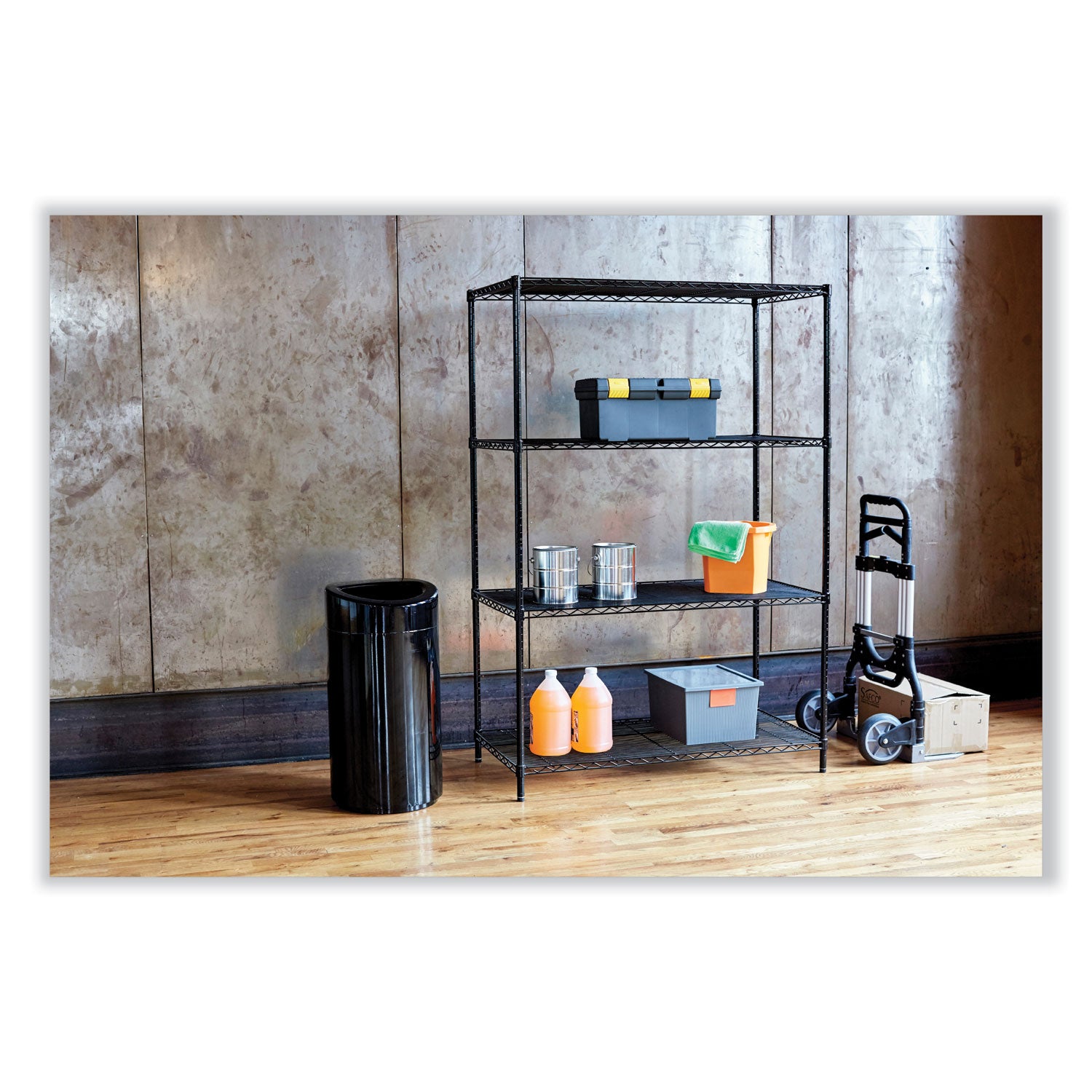 Safco® Open Top Oval Waste Receptacle, 14 gal, Steel, White