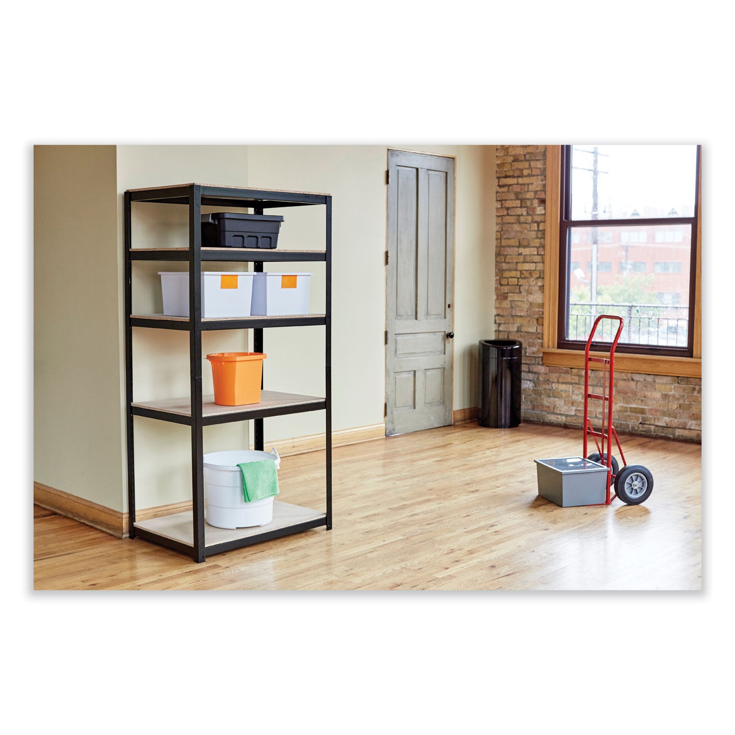 Safco® Open Top Oval Waste Receptacle, 14 gal, Steel, White