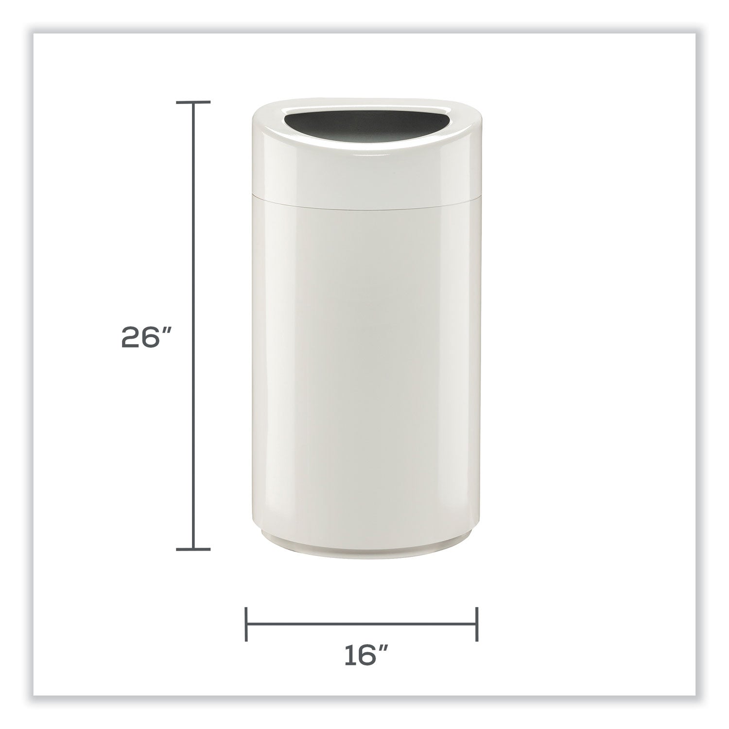 Safco® Open Top Oval Waste Receptacle, 14 gal, Steel, White