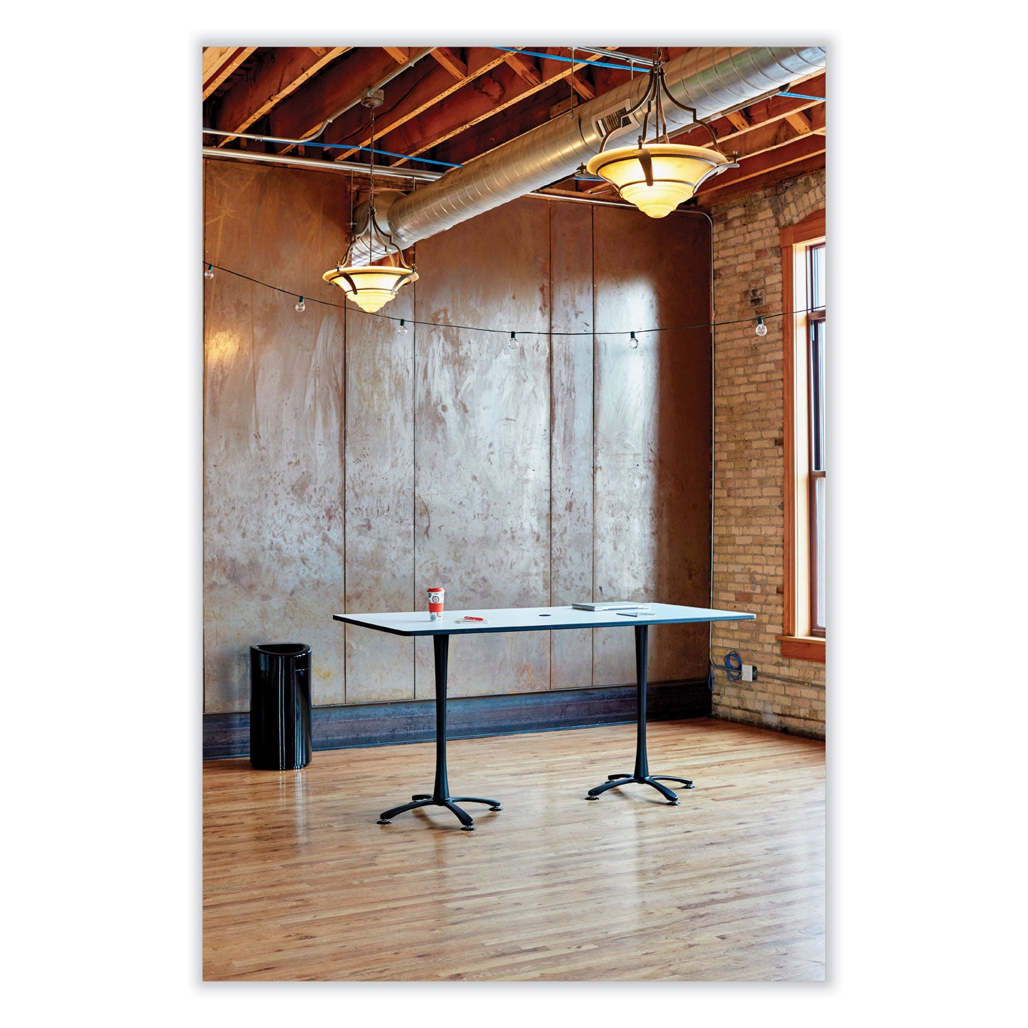 Safco® Open Top Oval Waste Receptacle, 14 gal, Steel, White